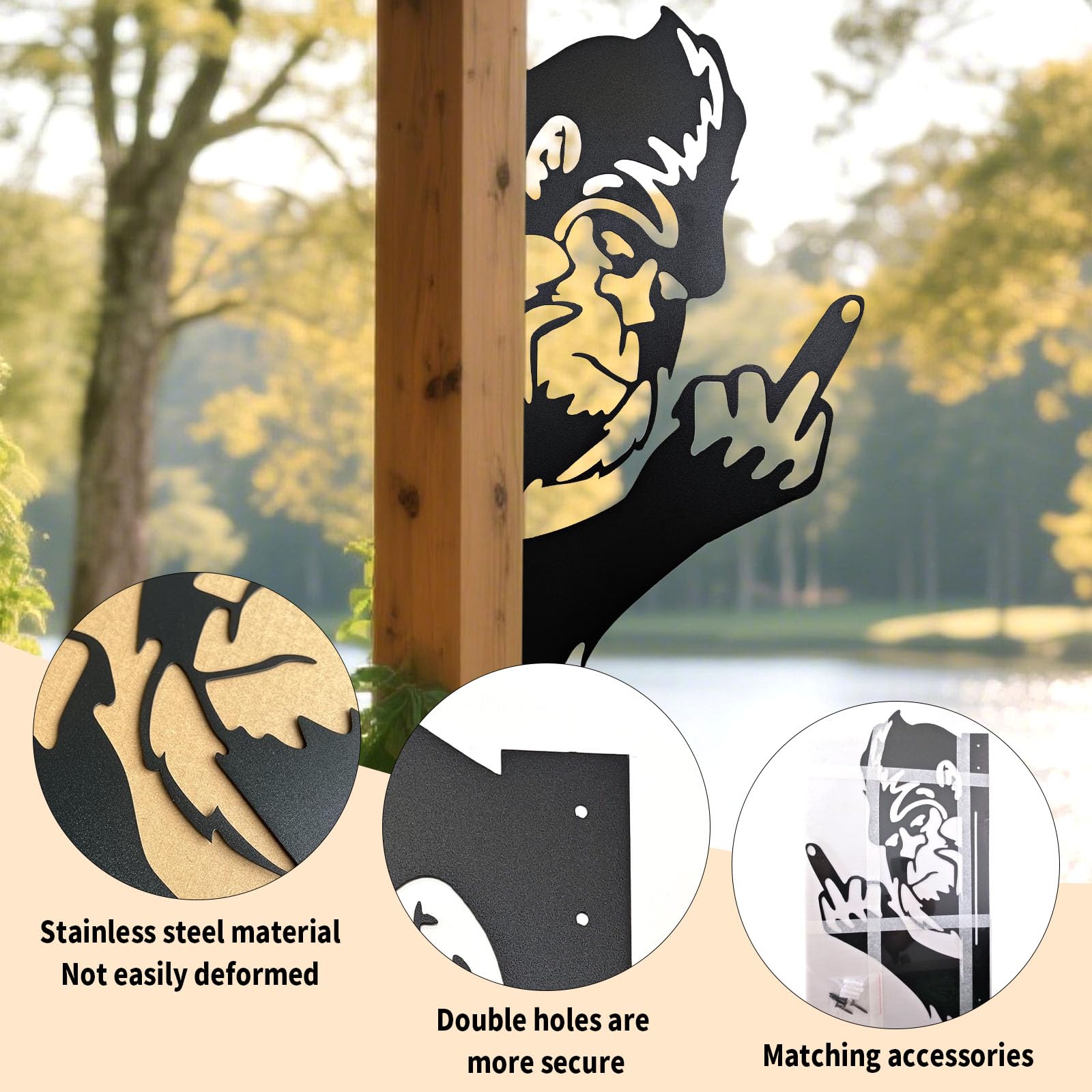 2025 Latest Peek-a-Boo Flipping Off Bigfoot Metal Art Showing