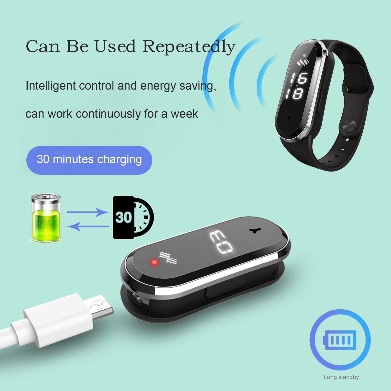 M21 Ultrasonic Anti Mosquitoes Wrist Band, Anti Static Electricity Smart Watch Clock