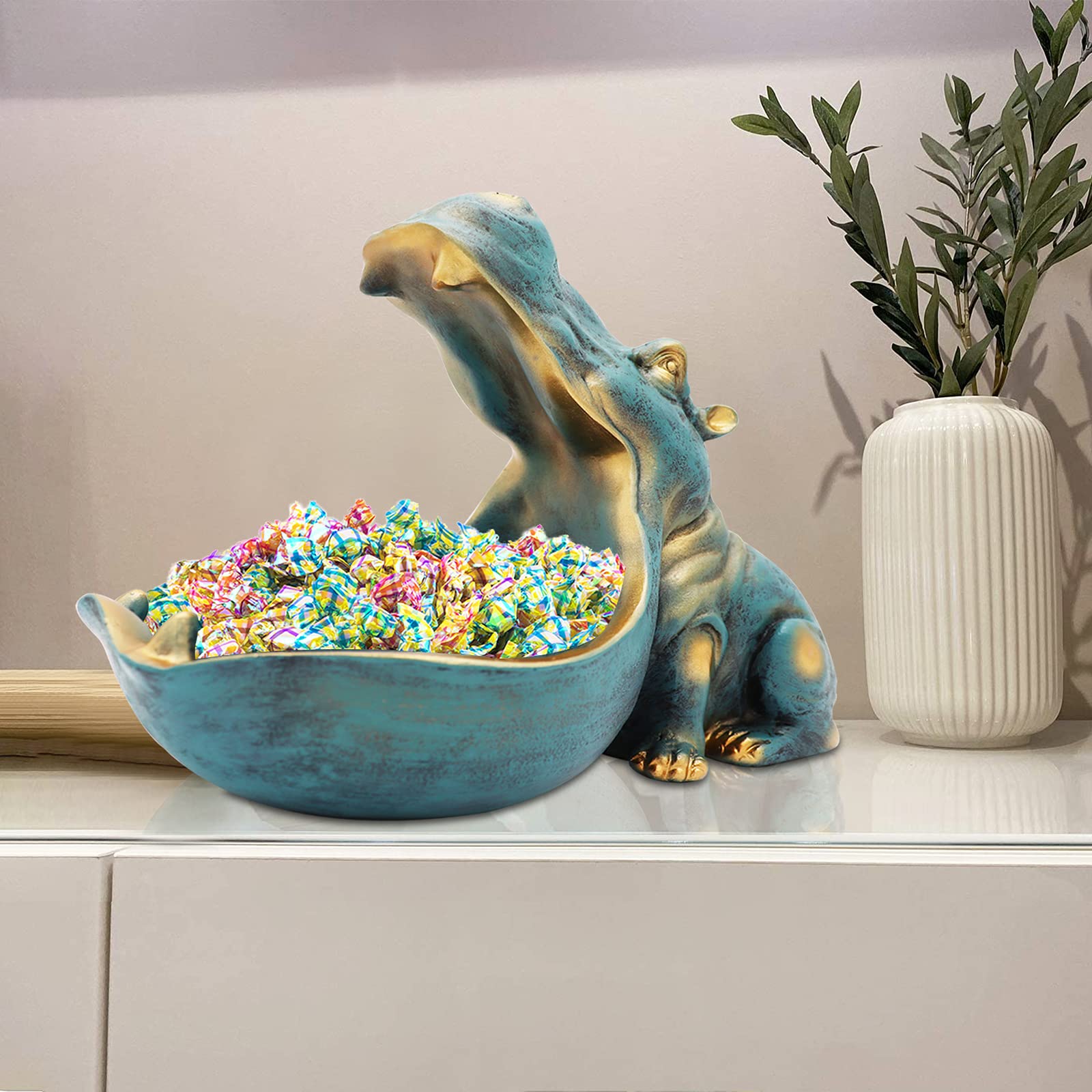 🔥2024 funny home decor ！Hippo Statue candy dish decorative bowl