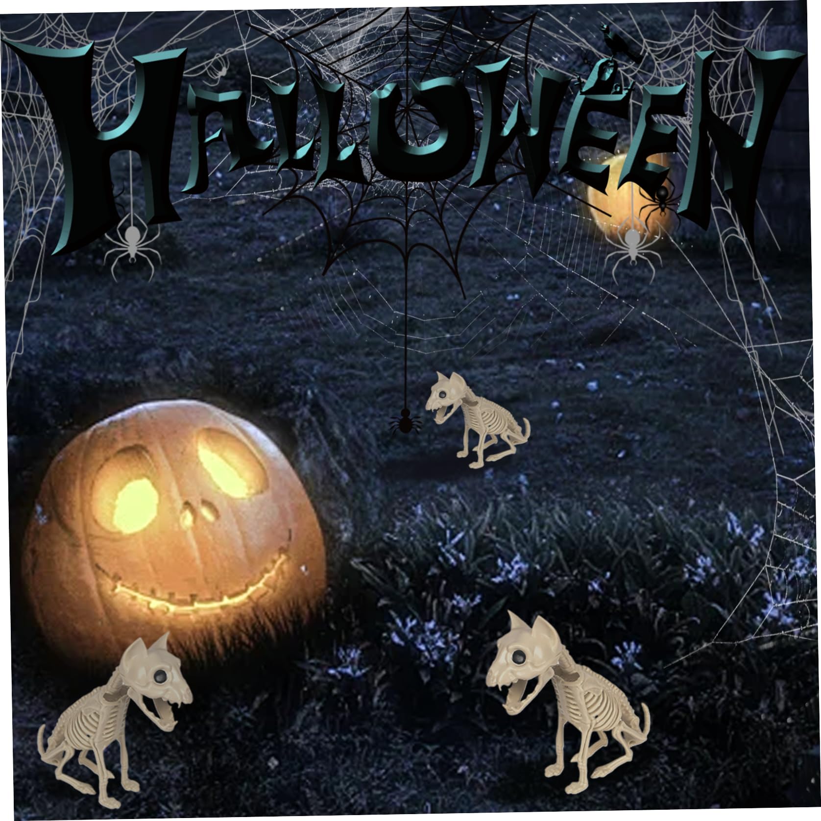 Spooky Halloween Animals Skeleton with Light 