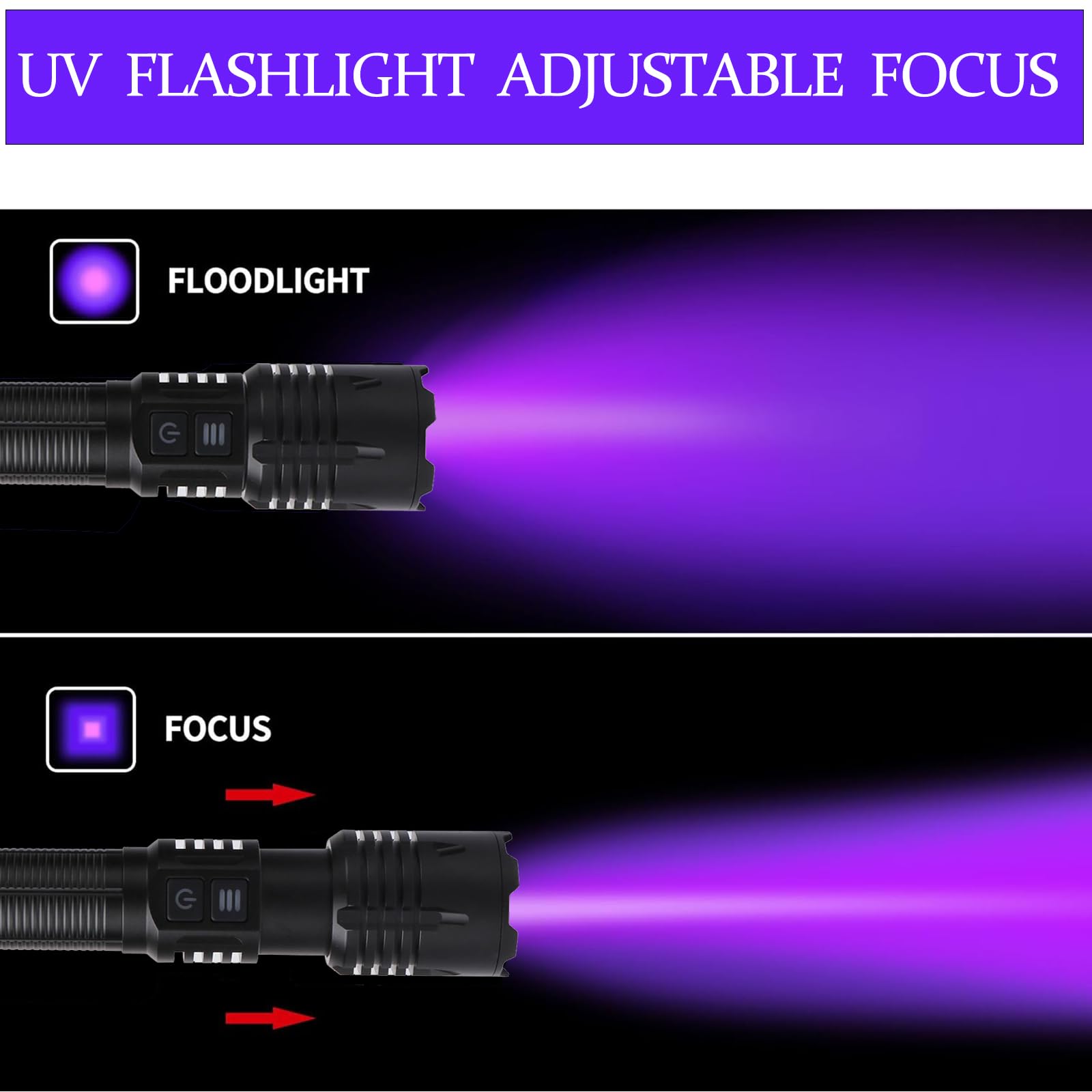 UV Blacklight&High Lumens Flashlight Rechargeable
