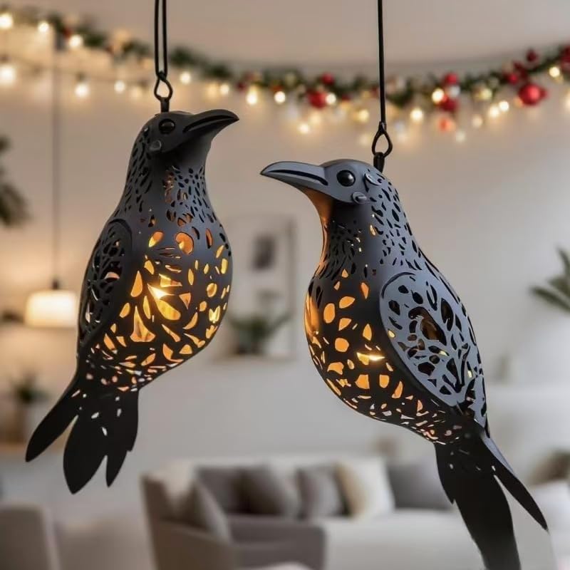 3D Hollow Gothic Raven Hanging Lantern