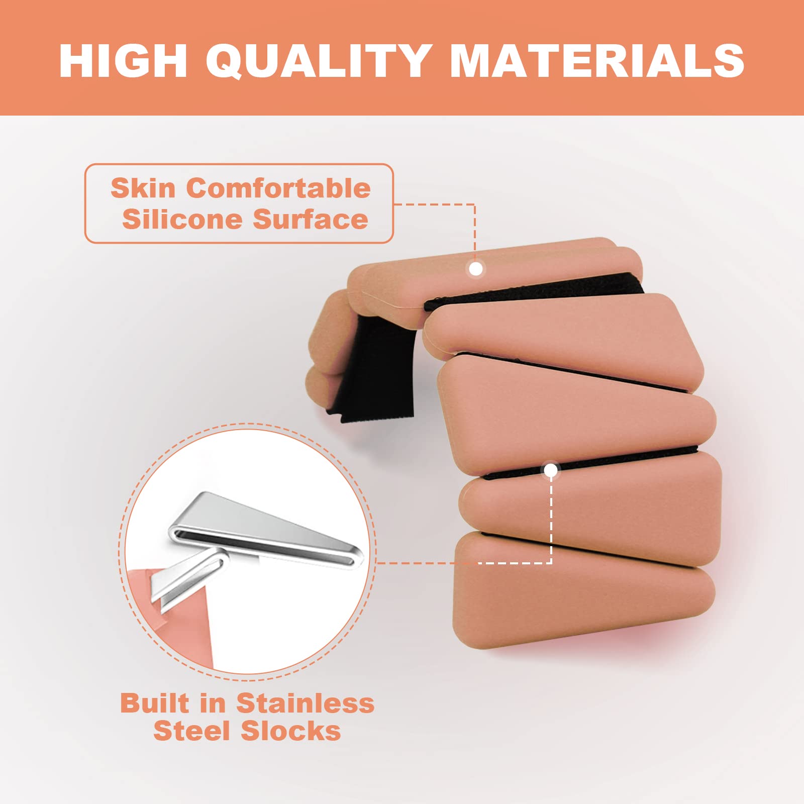 Adjustable Silicone Workout Wrist Weights Set of 2 (1lb Each)