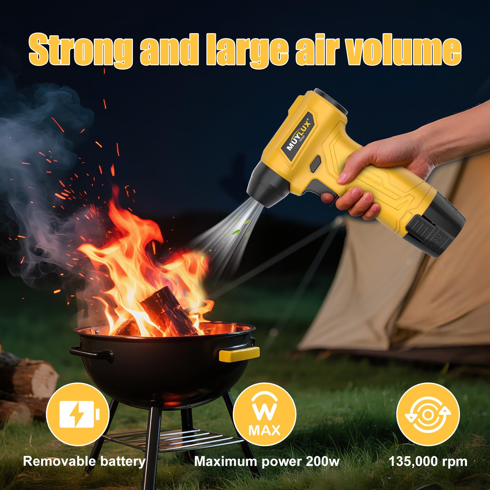 ❄️ Cordless Electric Turbo Snow Blower –  LED Light