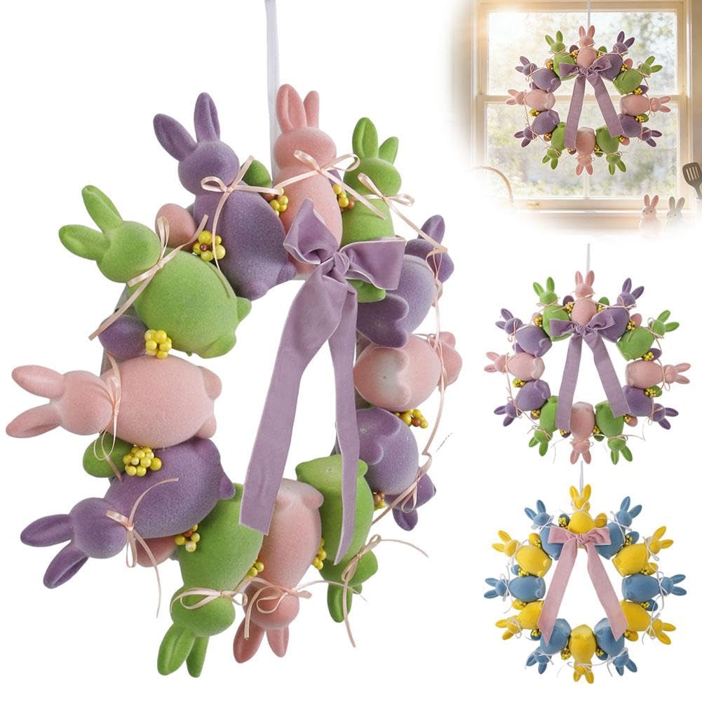 Flocked Bunny Wreath Door Hanger – Bring Home the Joy of Spring