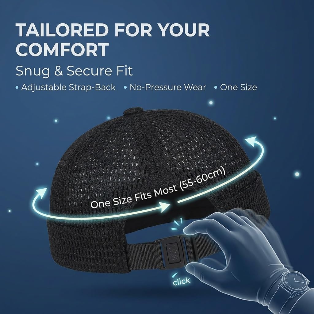 Men’s Breathable Brimless Docker Hat – Lightweight Mesh Skull Cap for Summer Outdoor Wear