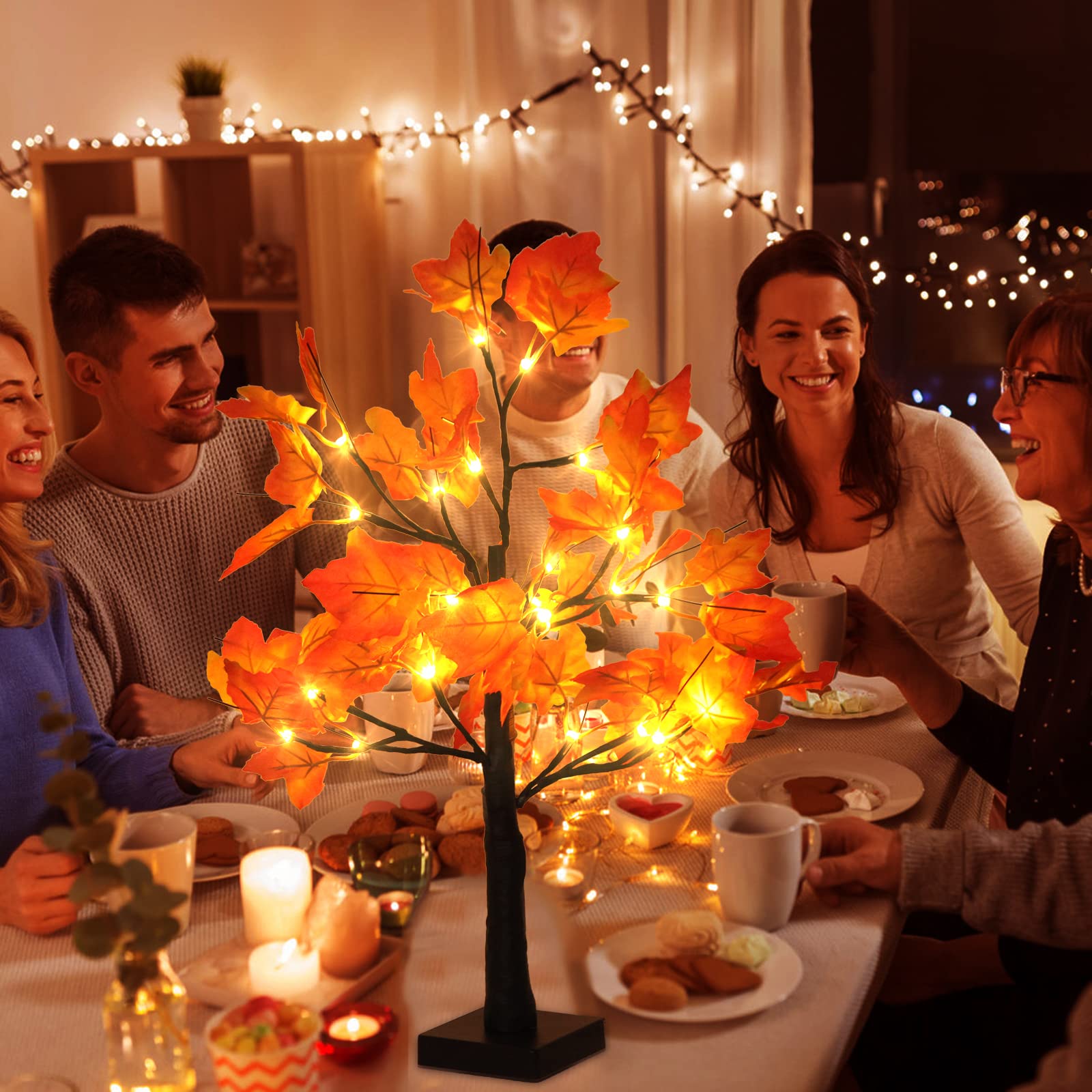 Fall Maple Leaf Tree Home Decor with Lights