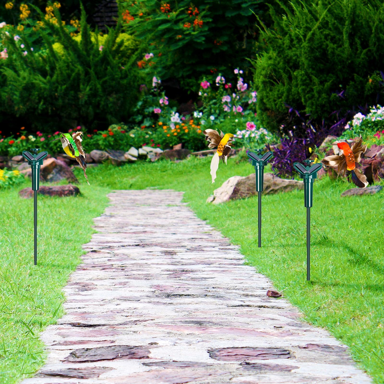 Solar Powered Fluttering Wobble Humming Bird and Butterfly