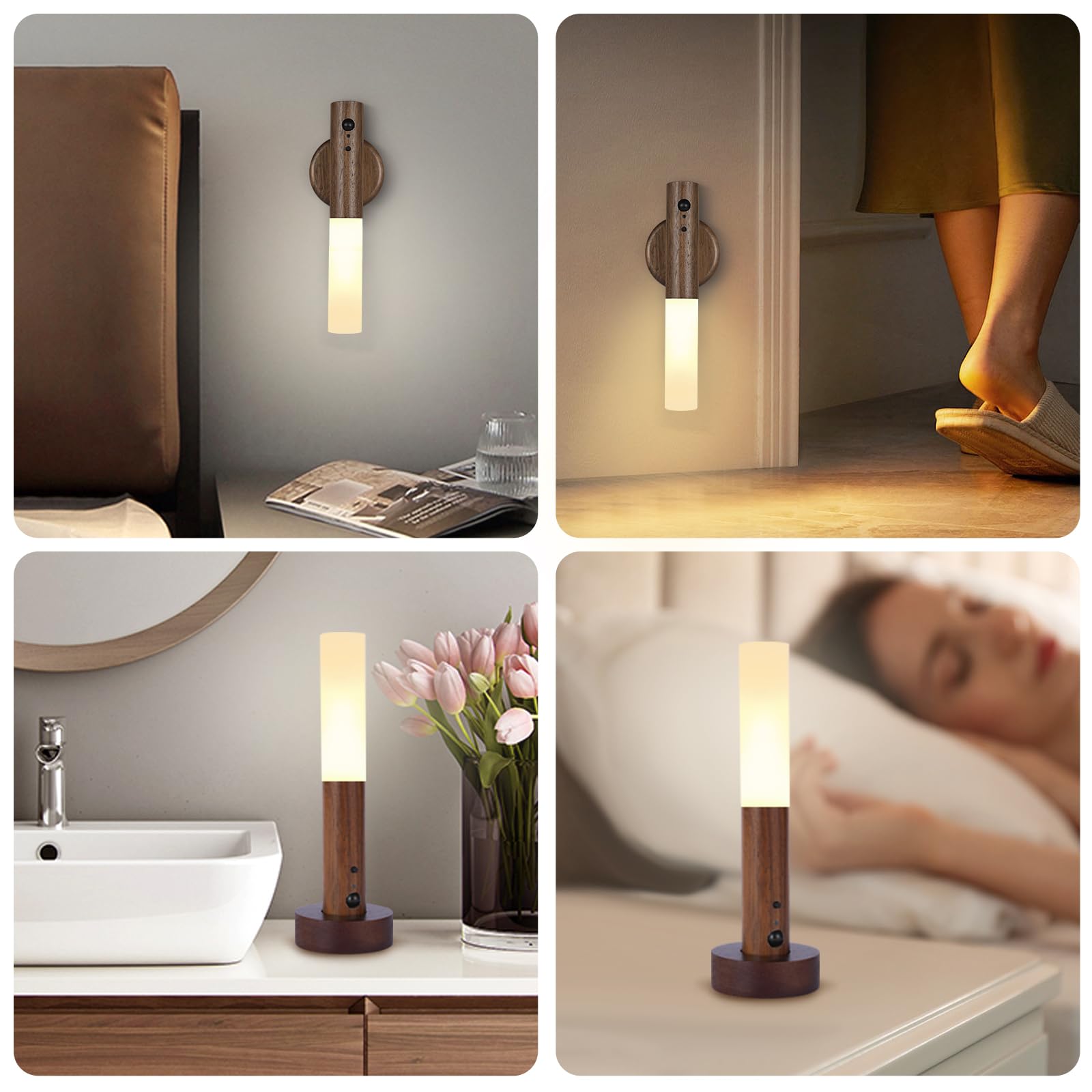 Wooden smart sensor lamp