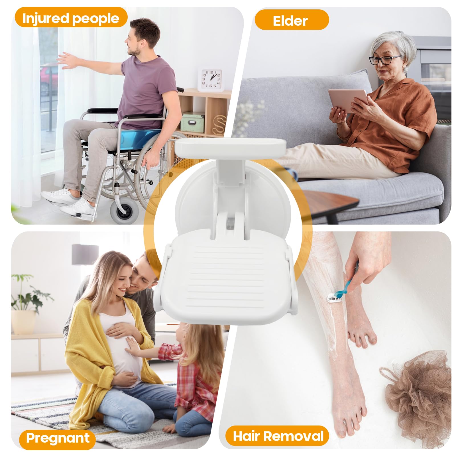 Shower Foot Rest Suction Cup Rack