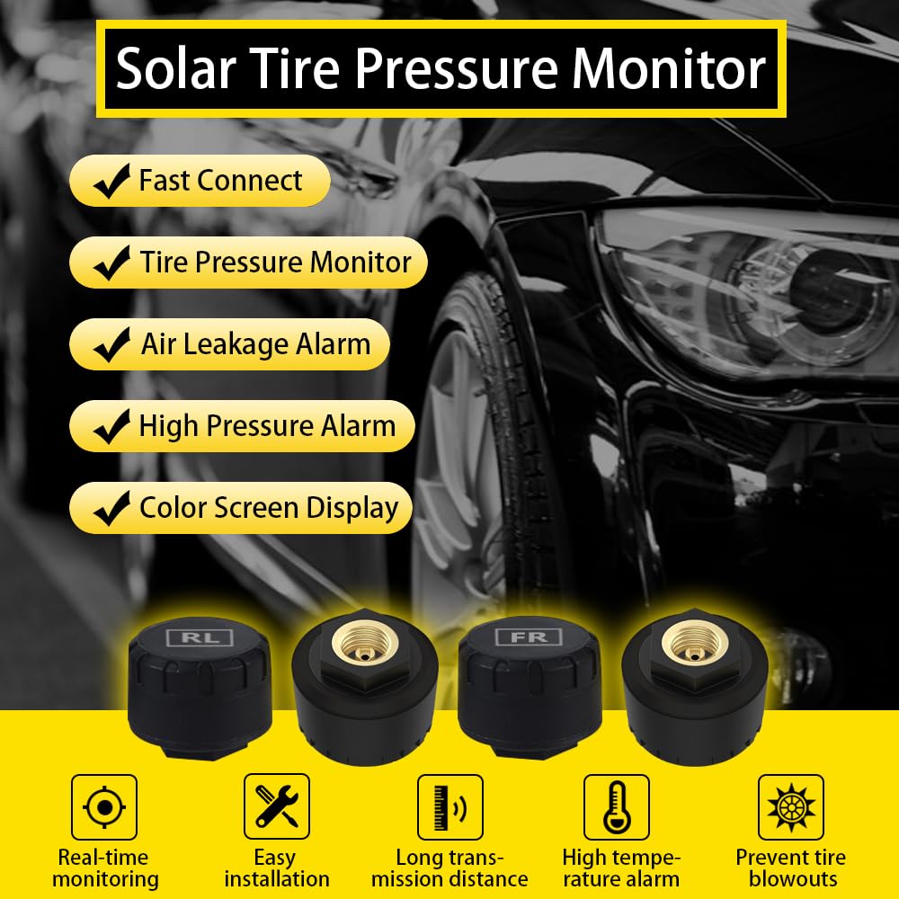 🏆Solar Powered Car Tire Pressure Monitoring Tool