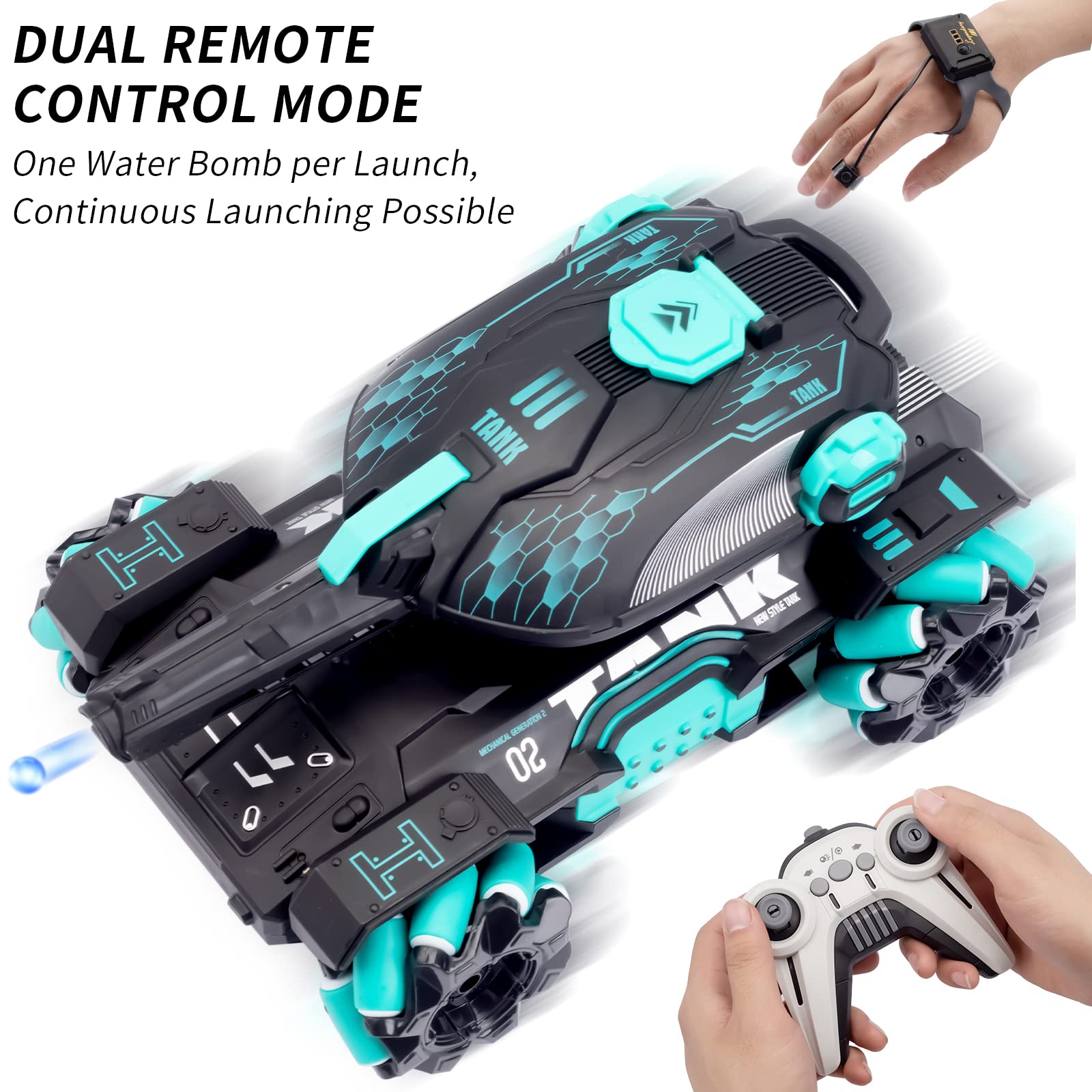 360 Degree Rotating Remote Control Stunt Tank Shooting Water Bombs