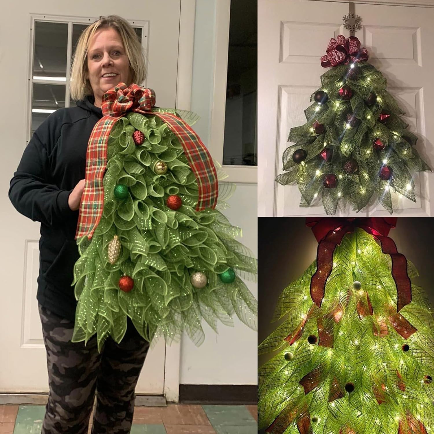 Last Day 50% OFF - Handmade Christmas Tree Wreath for Front Door