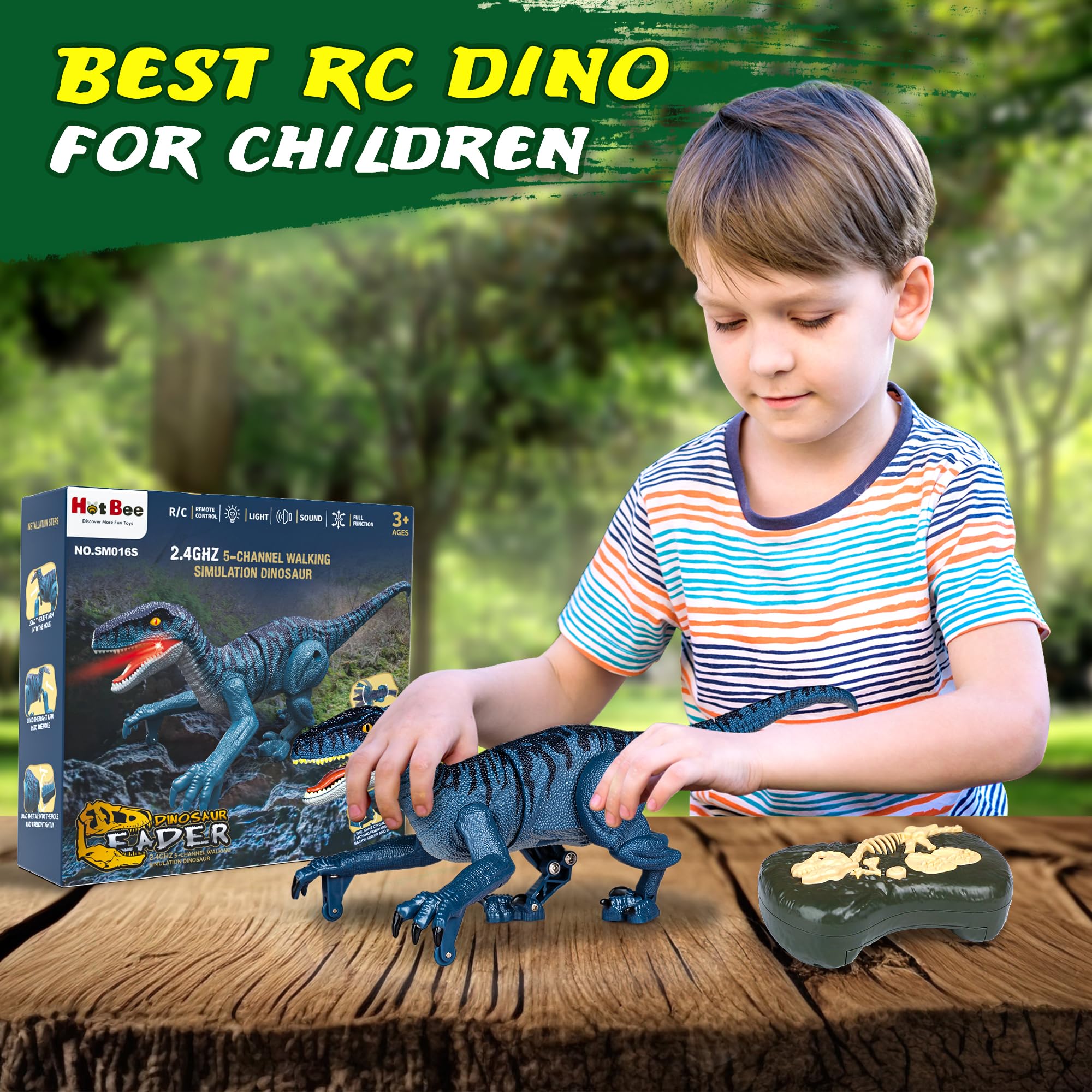 Remote Control Dinosaur Toys, Walking Robot Dinosaur w/ Roaring Sounds
