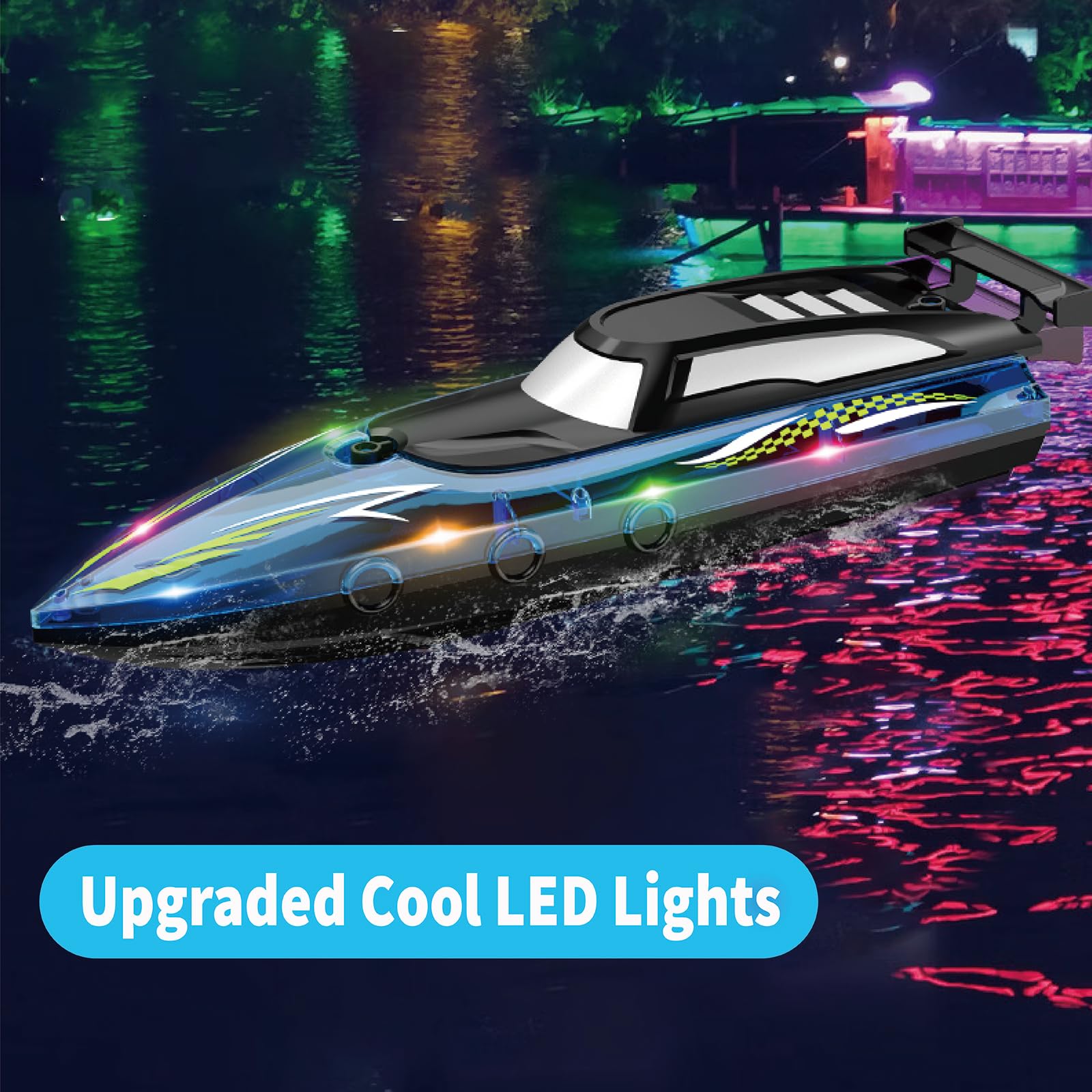 LED Light Remote Control Racing Boat, Suitable For Pools And Lakes