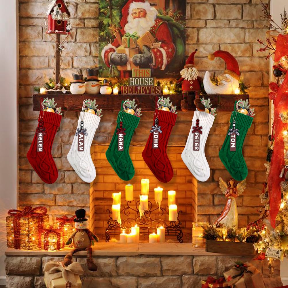 Personalized Xmas Hanging Stocking Decorations with Name Tags