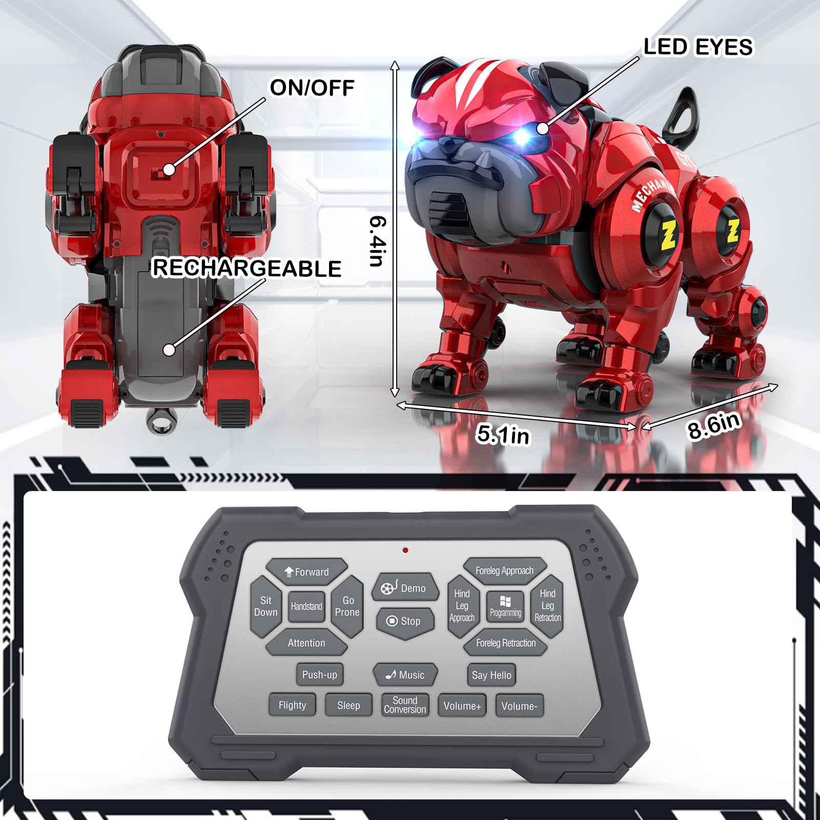 Remote Control Stunt Robo Dog With Sing, Dance, Touch Function