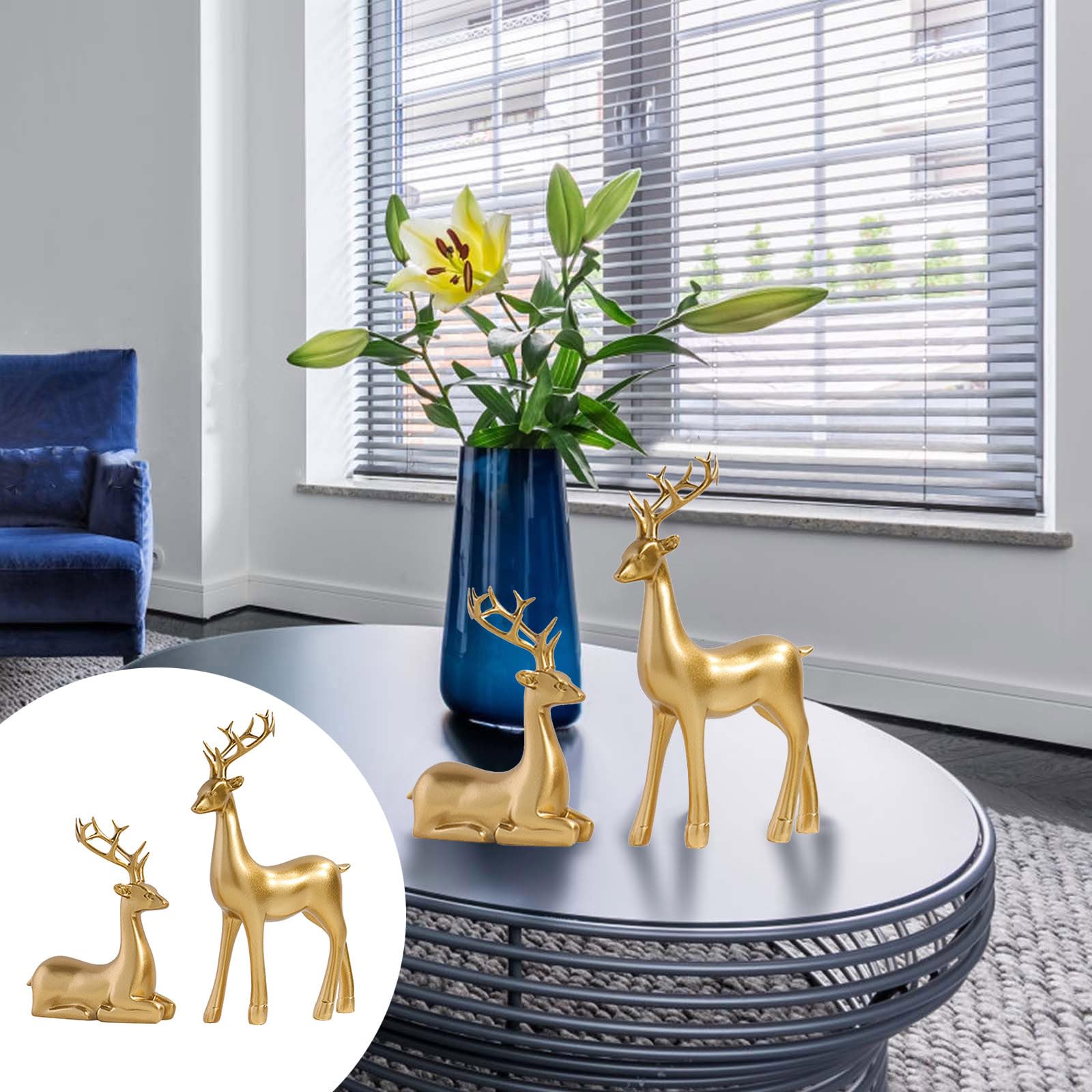 Xmas Gold Reindeer Home Decorative Figurines for Tabletop