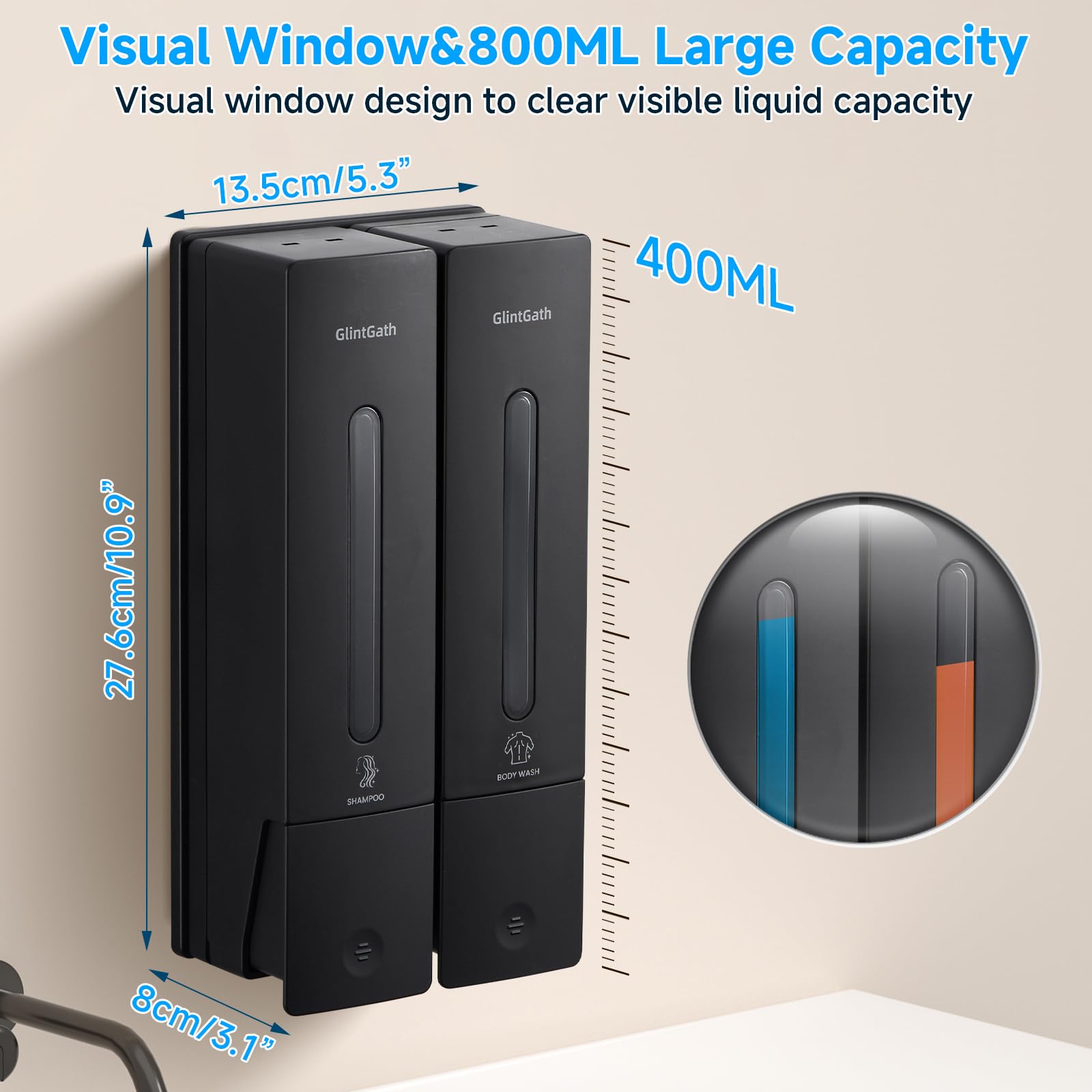 Body Wash Dispenser Wall Mounted for Bathroom