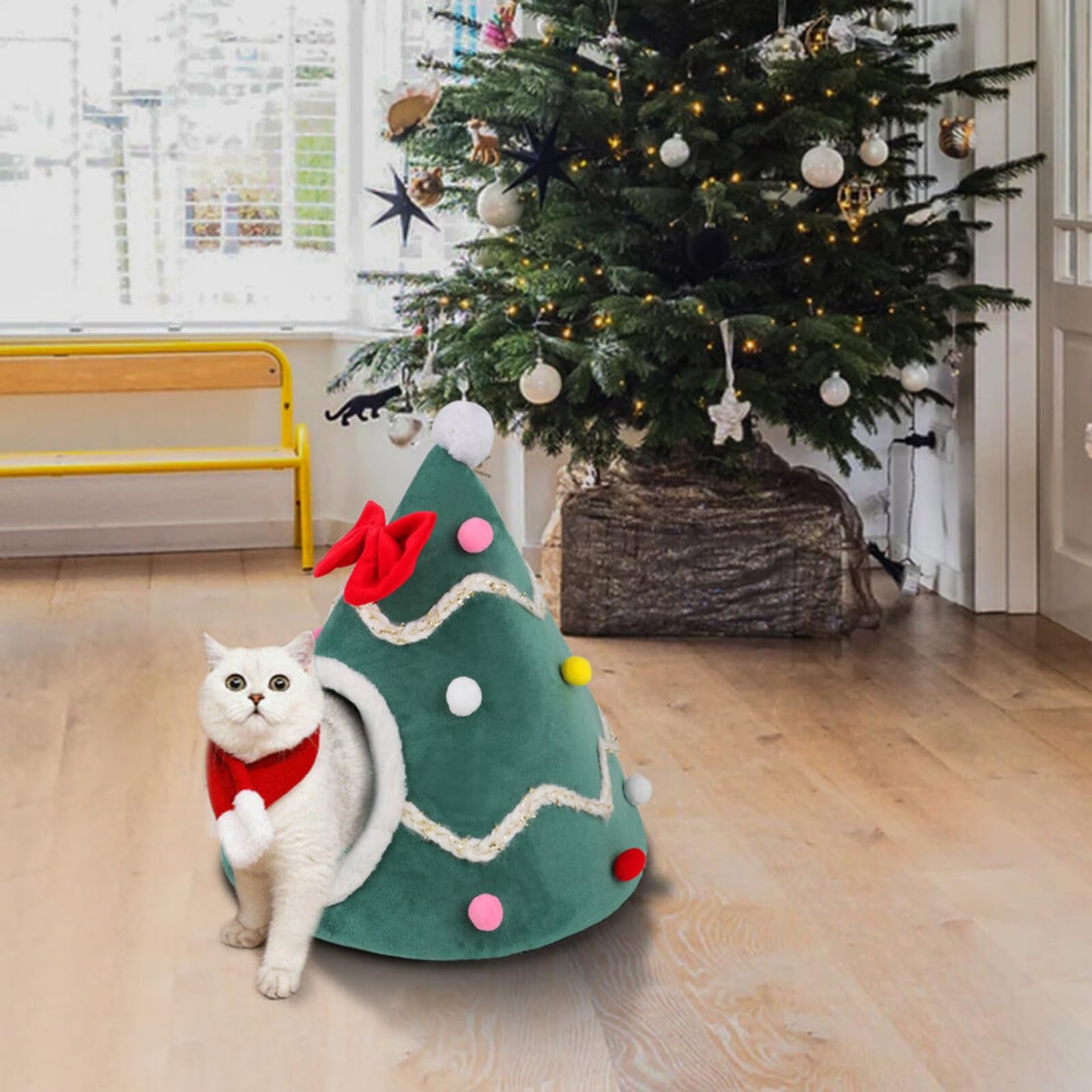 Christmas Tree Cat House Cave Cat Sleeping Bed