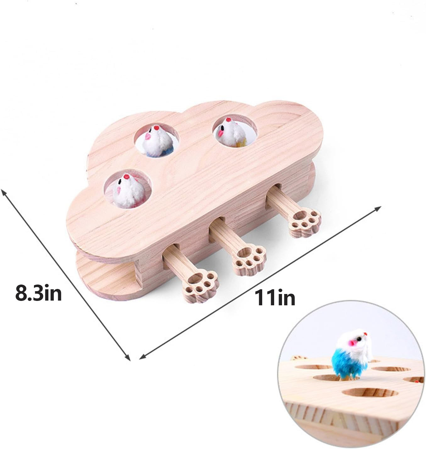 Interactive Wooden Whack-A-Mole Cat Toy