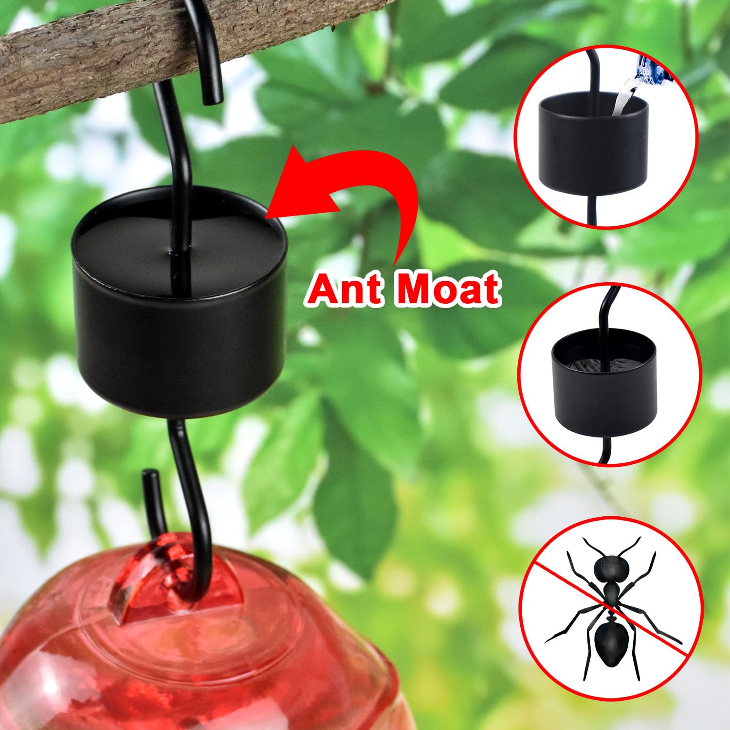 Glass Hummingbird Feeders for Outdoors Hanging 15oz