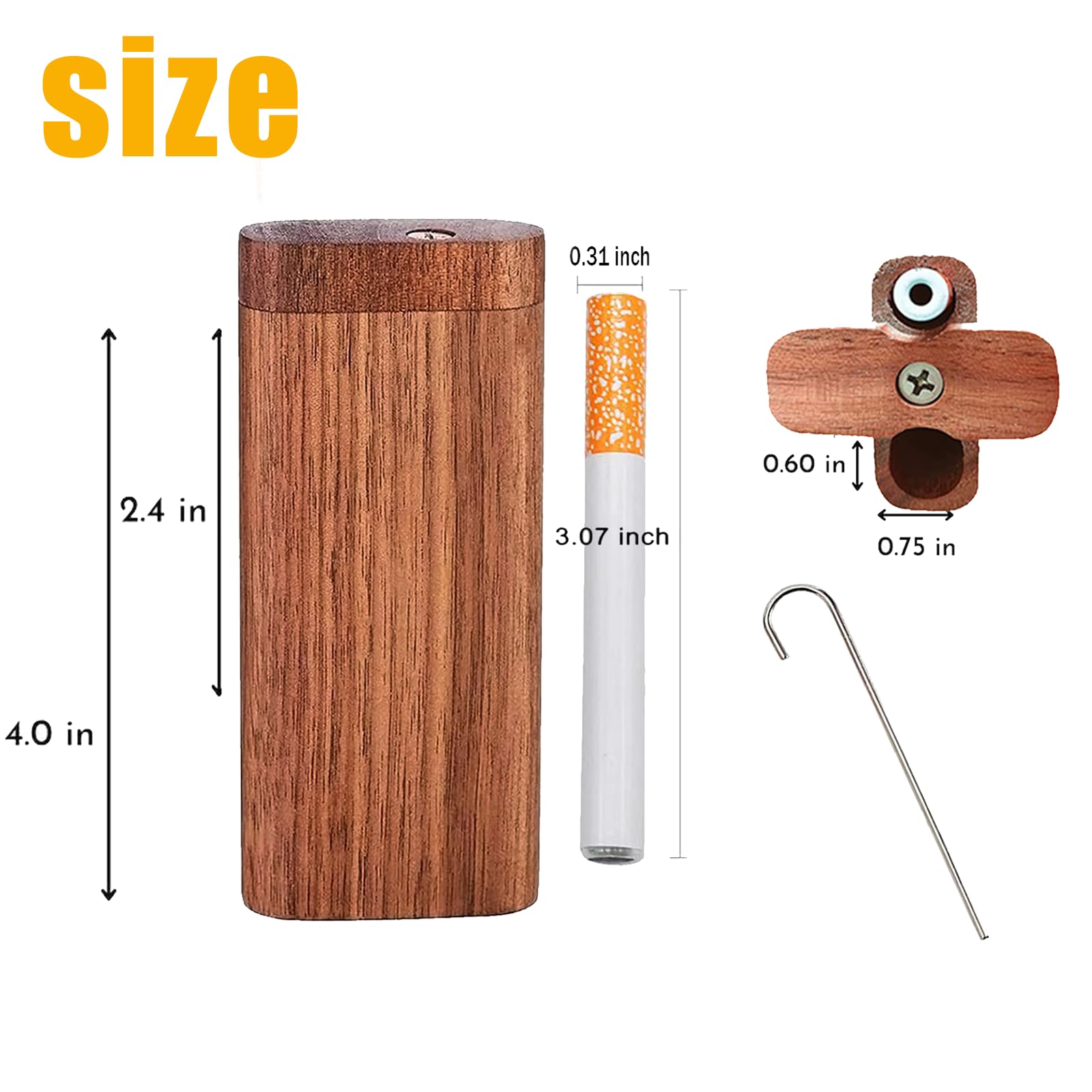 Walnut Tobacco Box With Metal Tobacco Rod Cleaning Hook