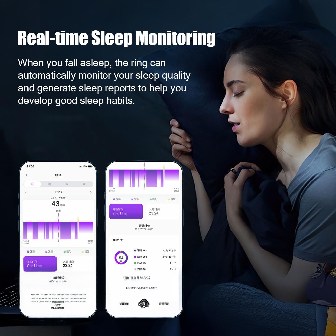 Color Screen Smart Health Ring for Women Men