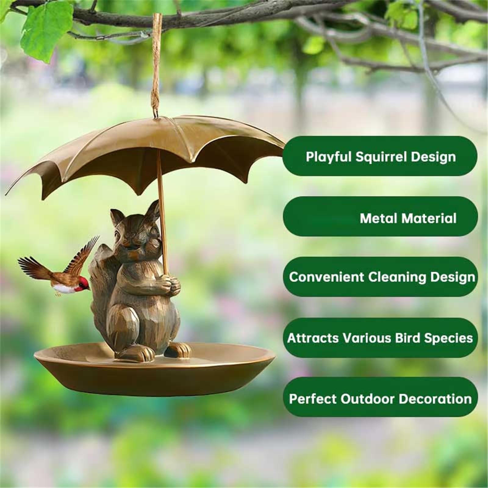 Girl Next Door Animal Bird Feeder with Umbrella