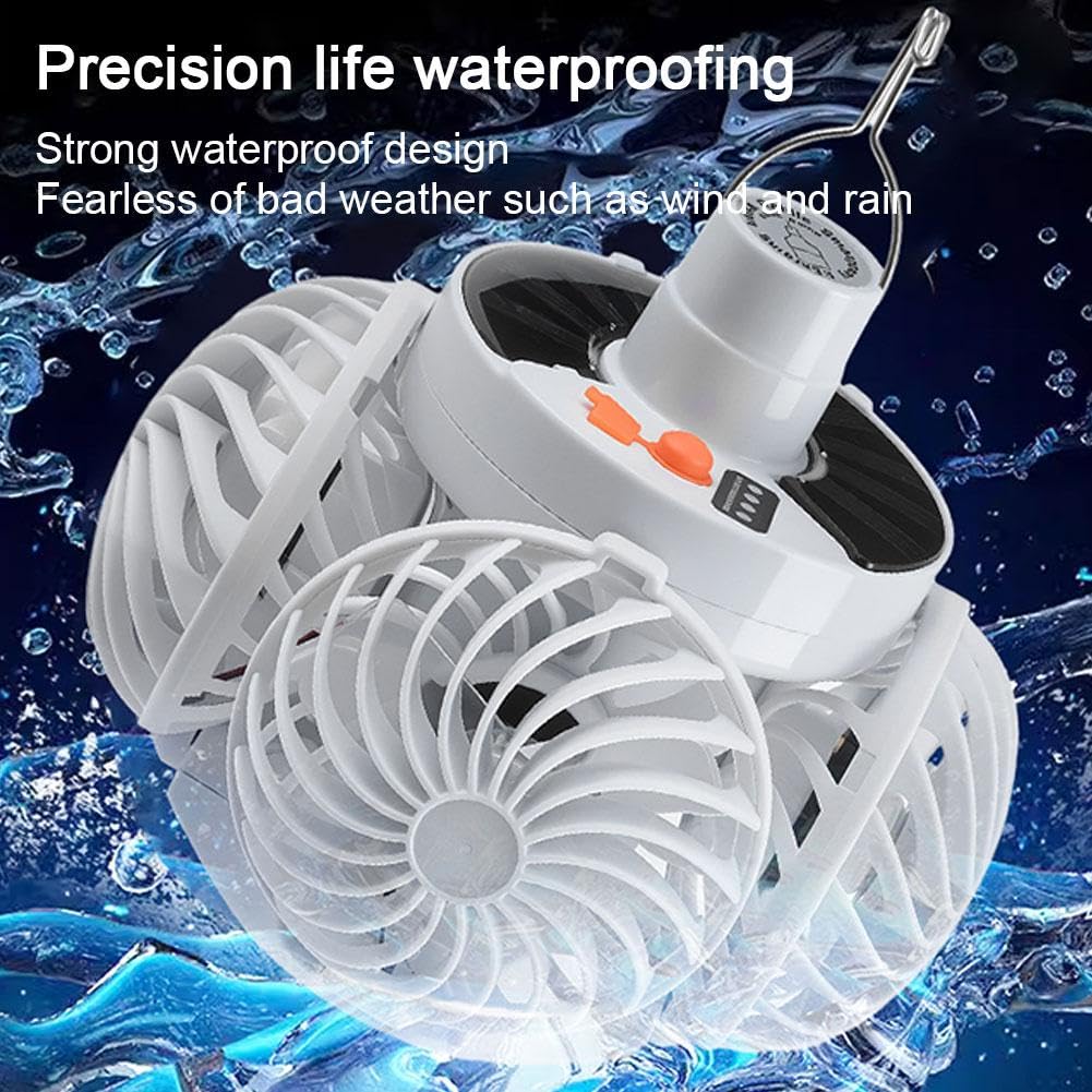 Portable Folding Football LED Solar Lantern Fan With Hook