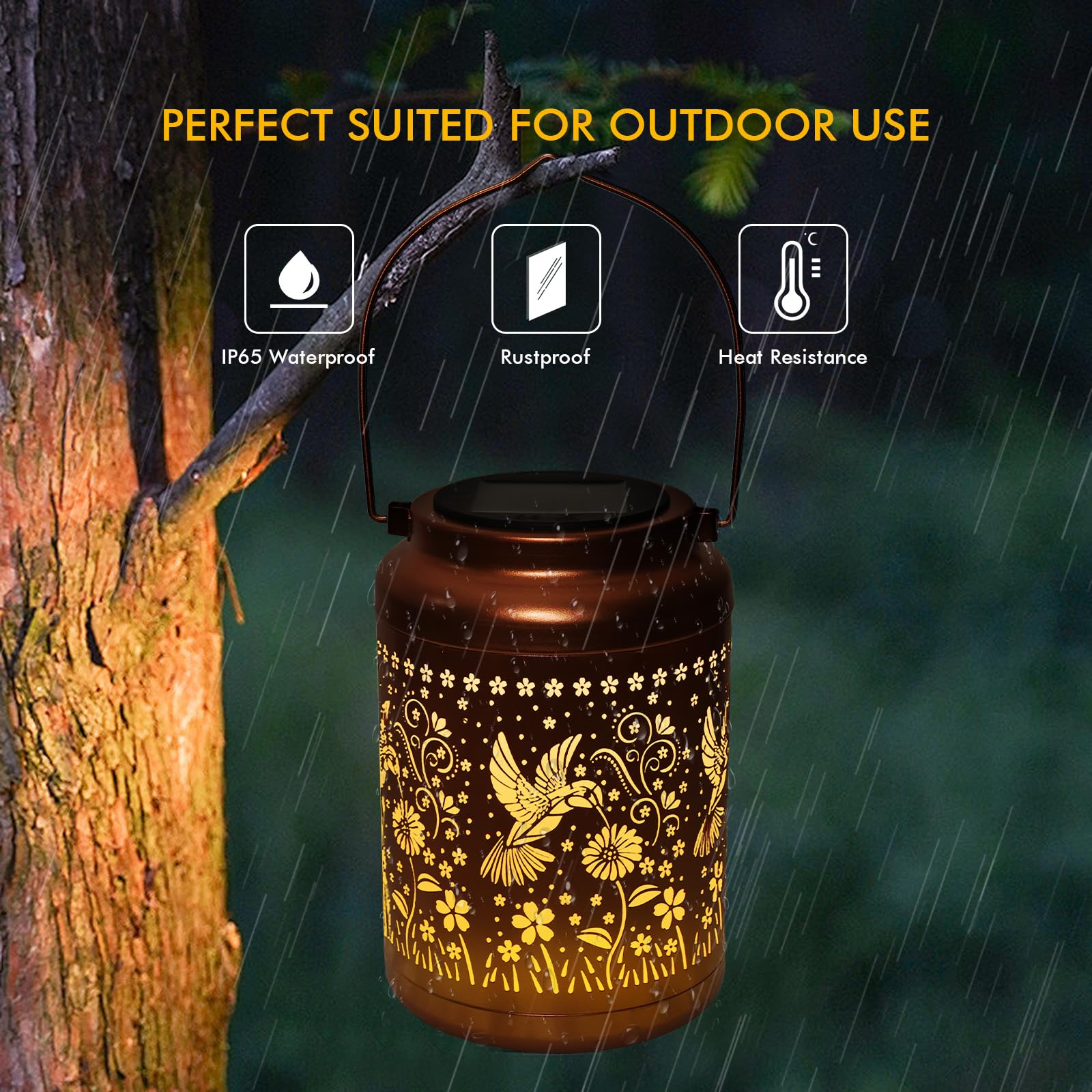 Hummingbird Waterproof LED Decorative Garden Solar Lantern
