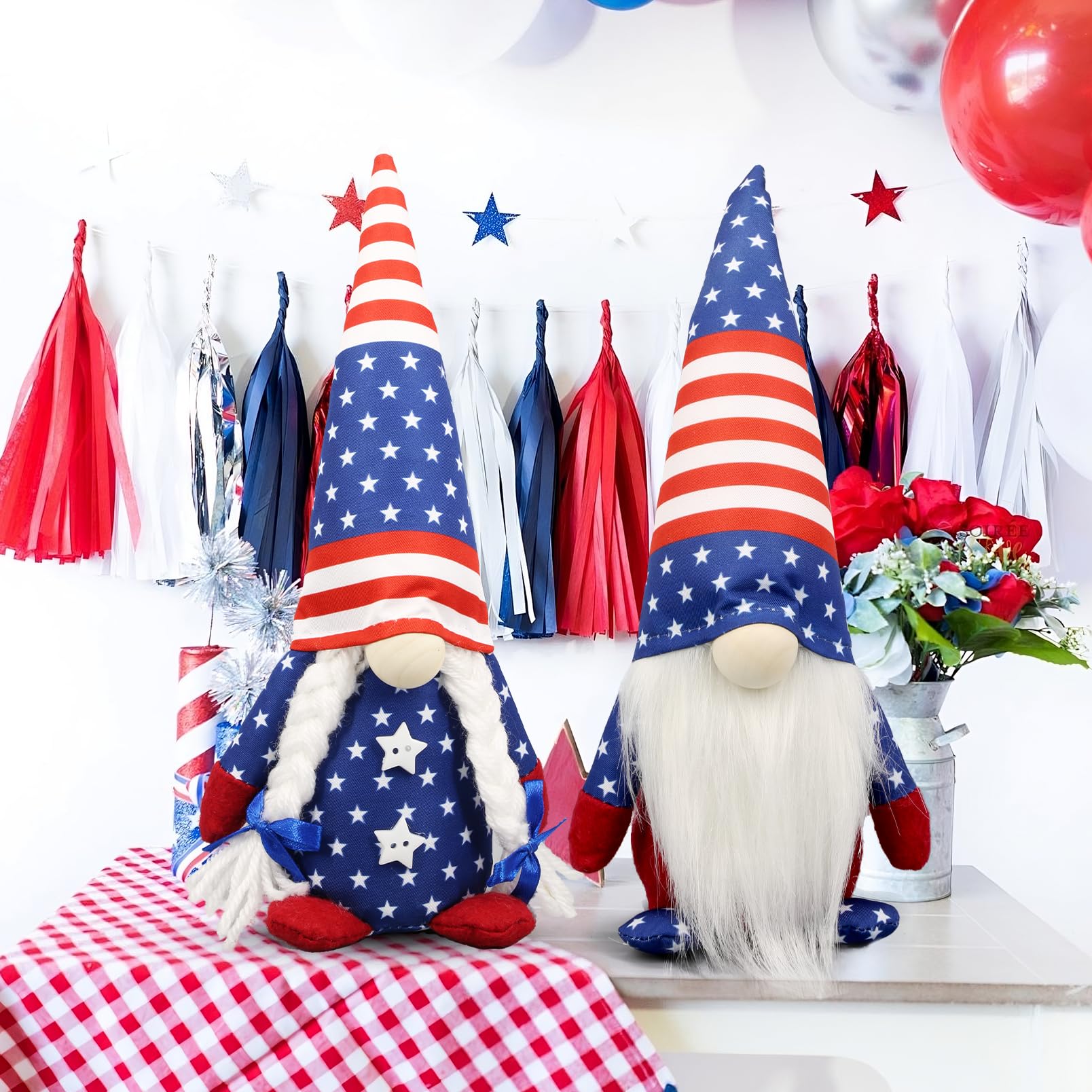 4th of July Decoration-Patriotic Plush Gnomes for Home 2 Pack