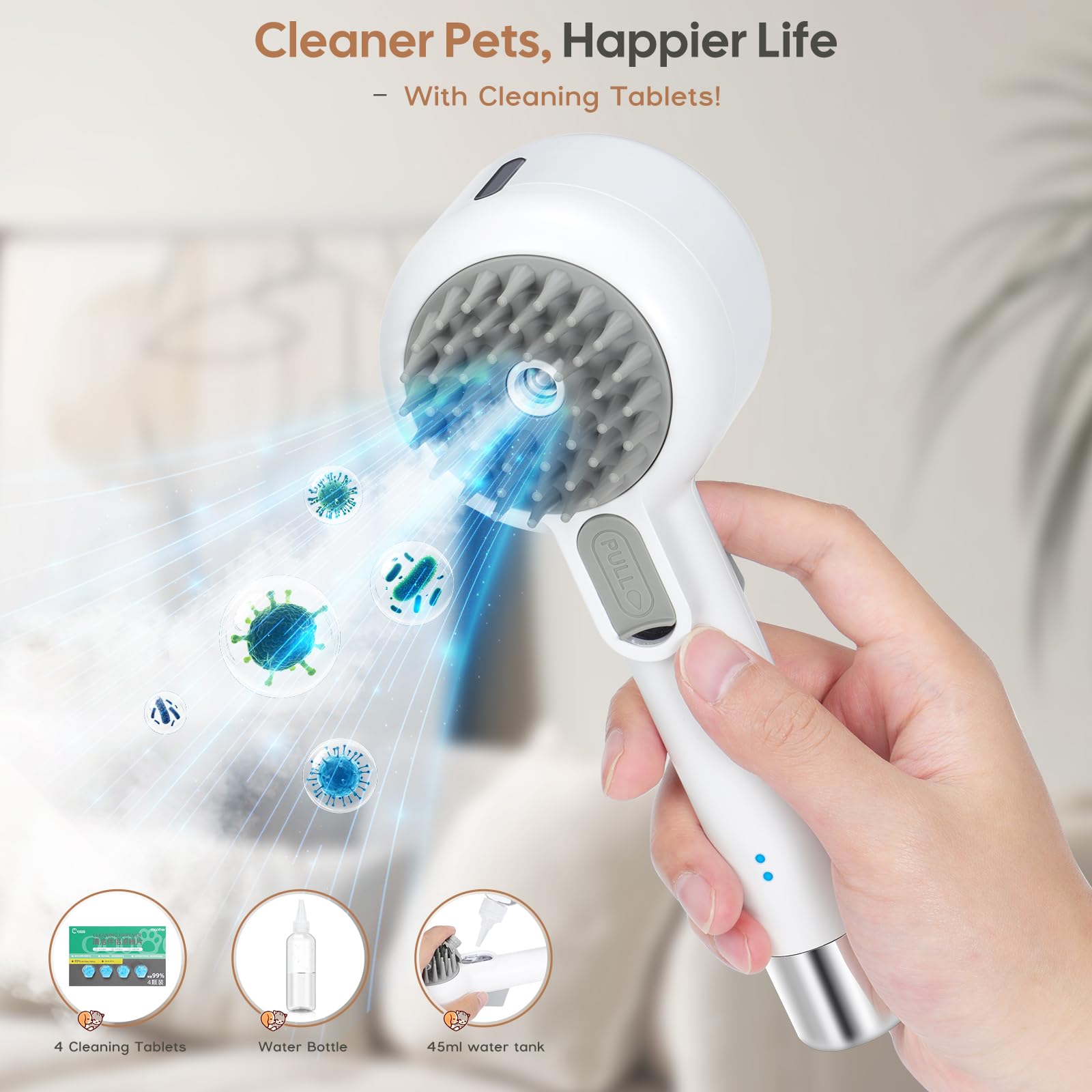 Double Sided Steam Pet Grooming Shedding Brush