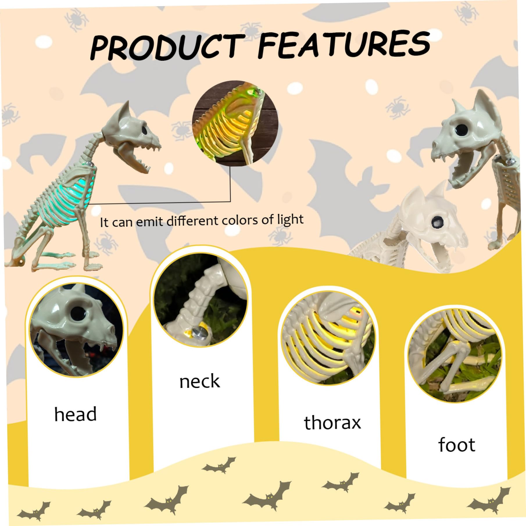 Spooky Halloween Animals Skeleton with Light 