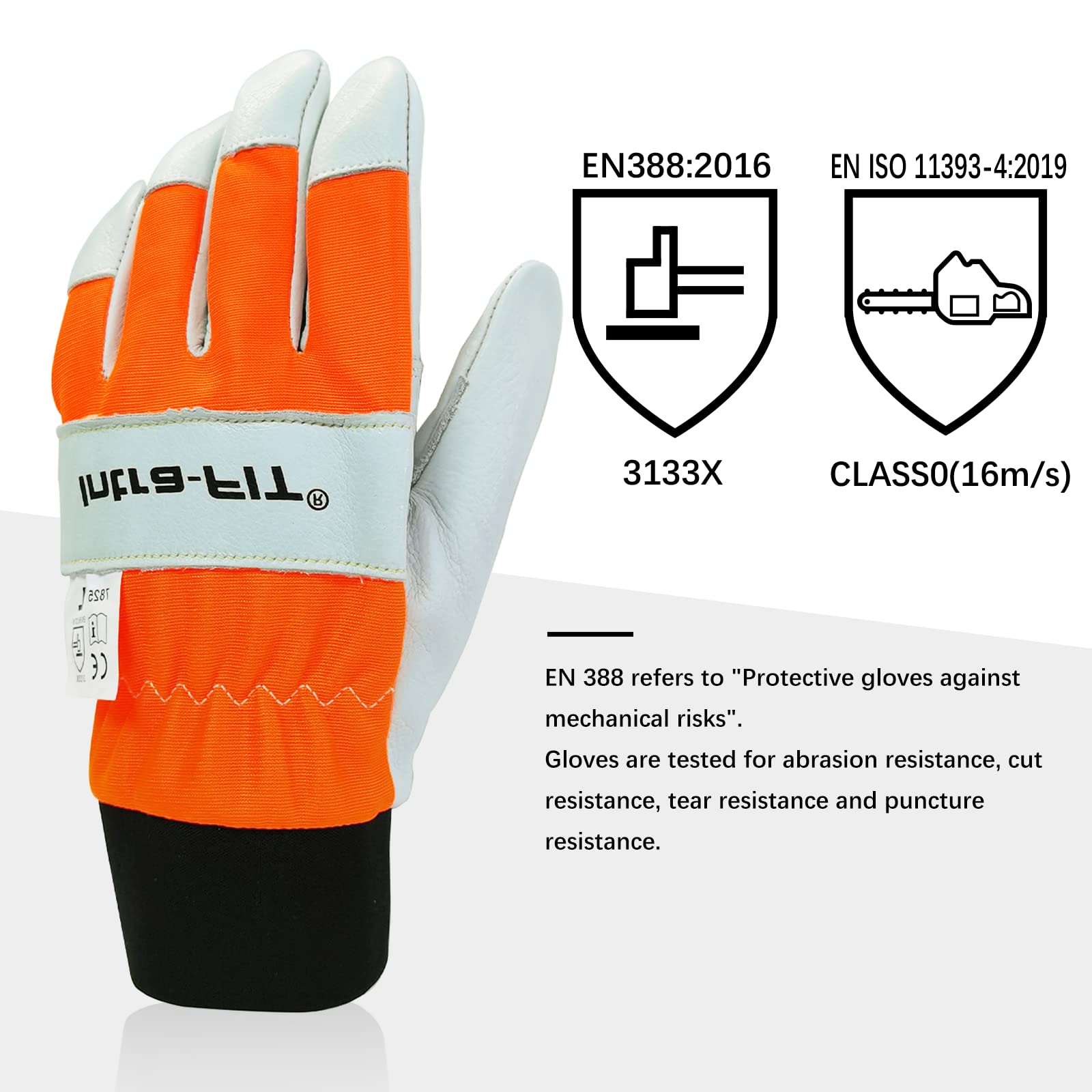 Chainsaw Gloves Saw Protection on Both Hands Back