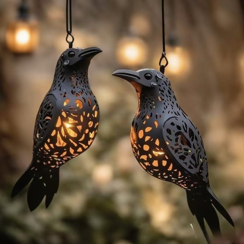 3D Hollow Gothic Raven Hanging Lantern