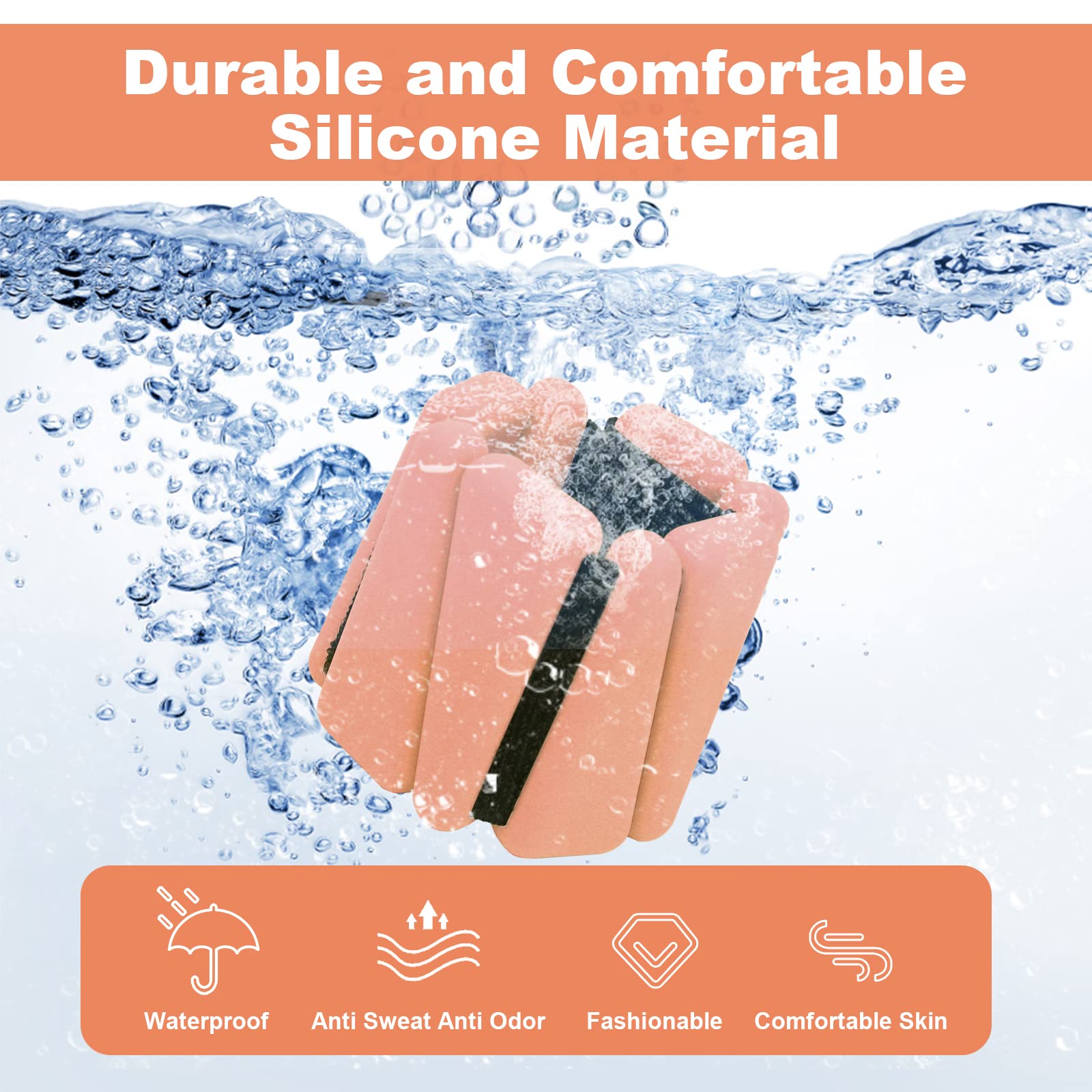 Adjustable Silicone Workout Wrist Weights Set of 2 (1lb Each)