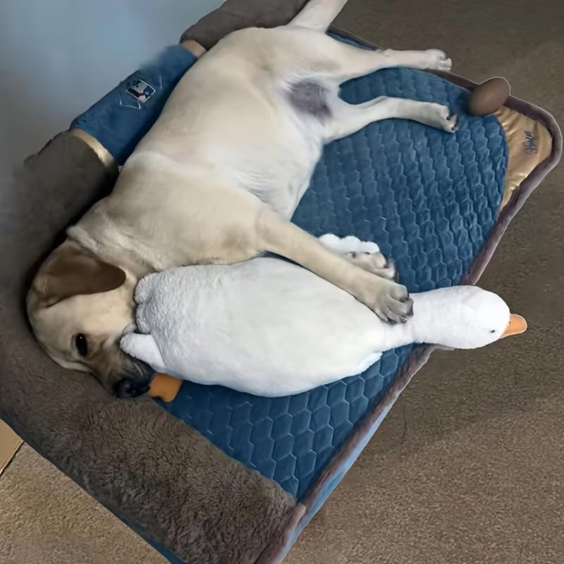 Large Plush White Duck Dog Toy with Realistic Goose Pattern