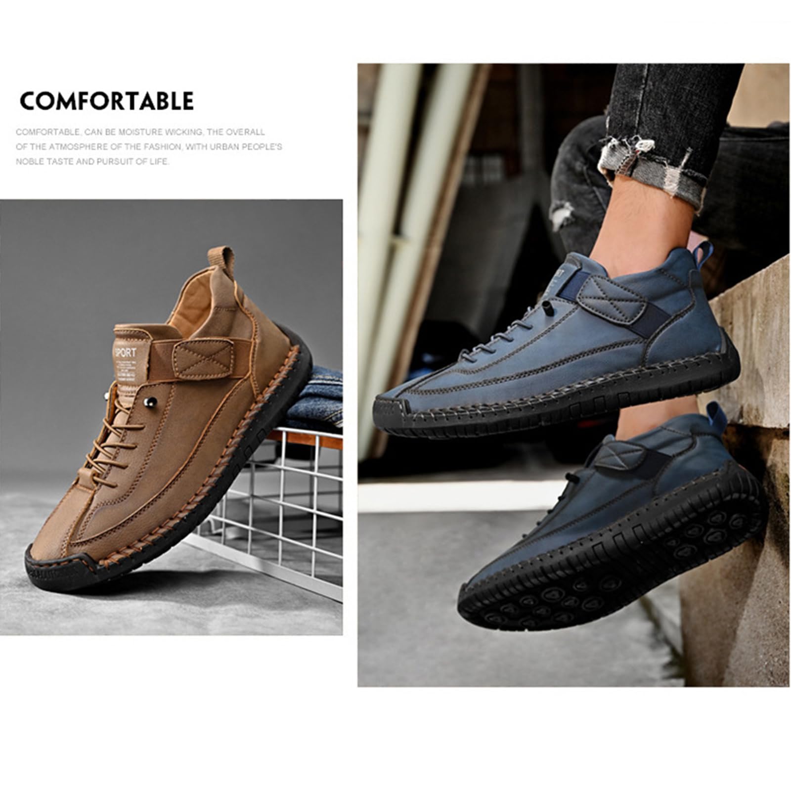 Handmade Leather Men Shoes Casual Slip On Loafers Breathable Leather Shoes