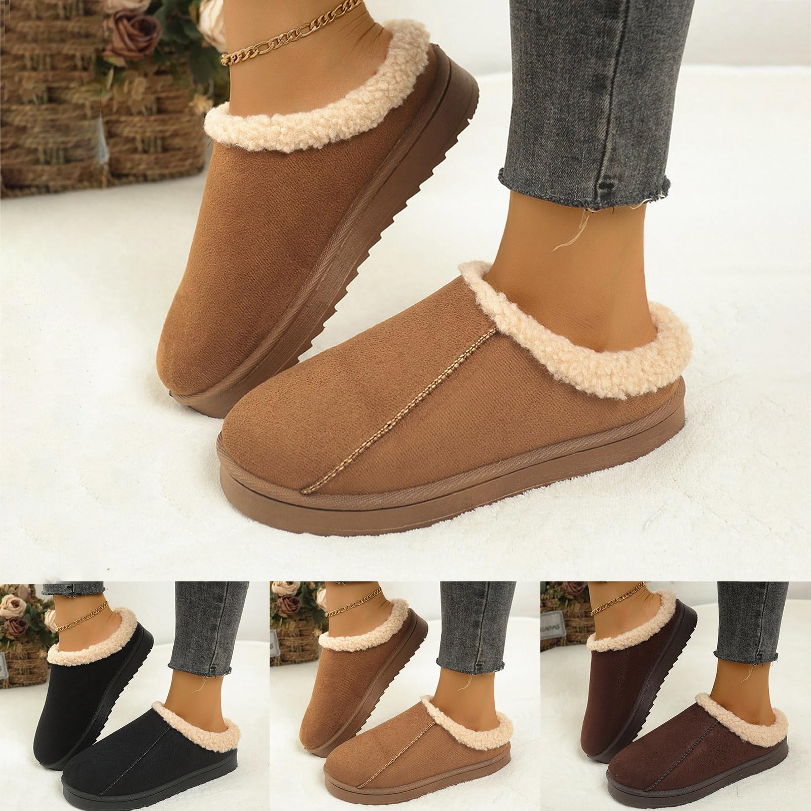 Women's Non-Slip, Warm Winter Wool Slippers