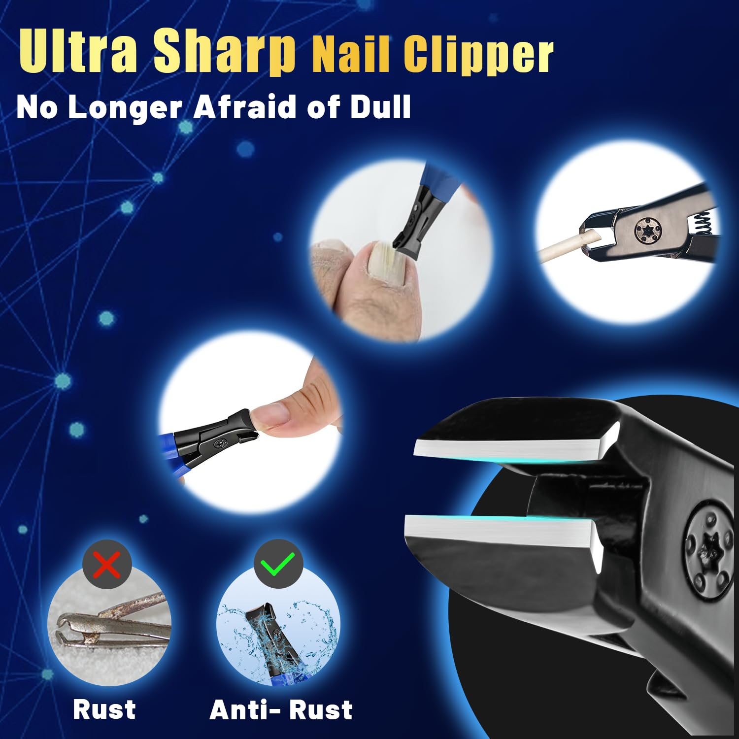 Non-Slip Long Handle Nail Clippers for Thick Nails