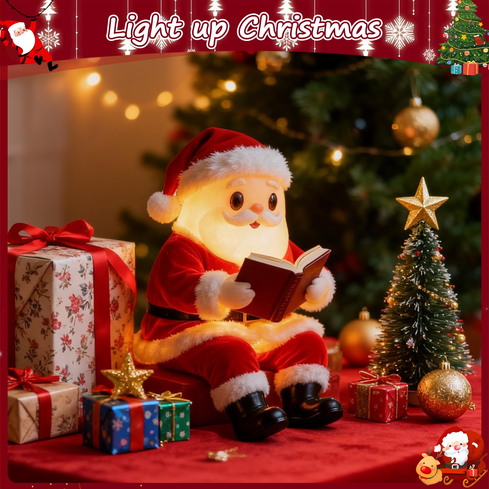 Santa Claus Reading Book Lamp Decorative