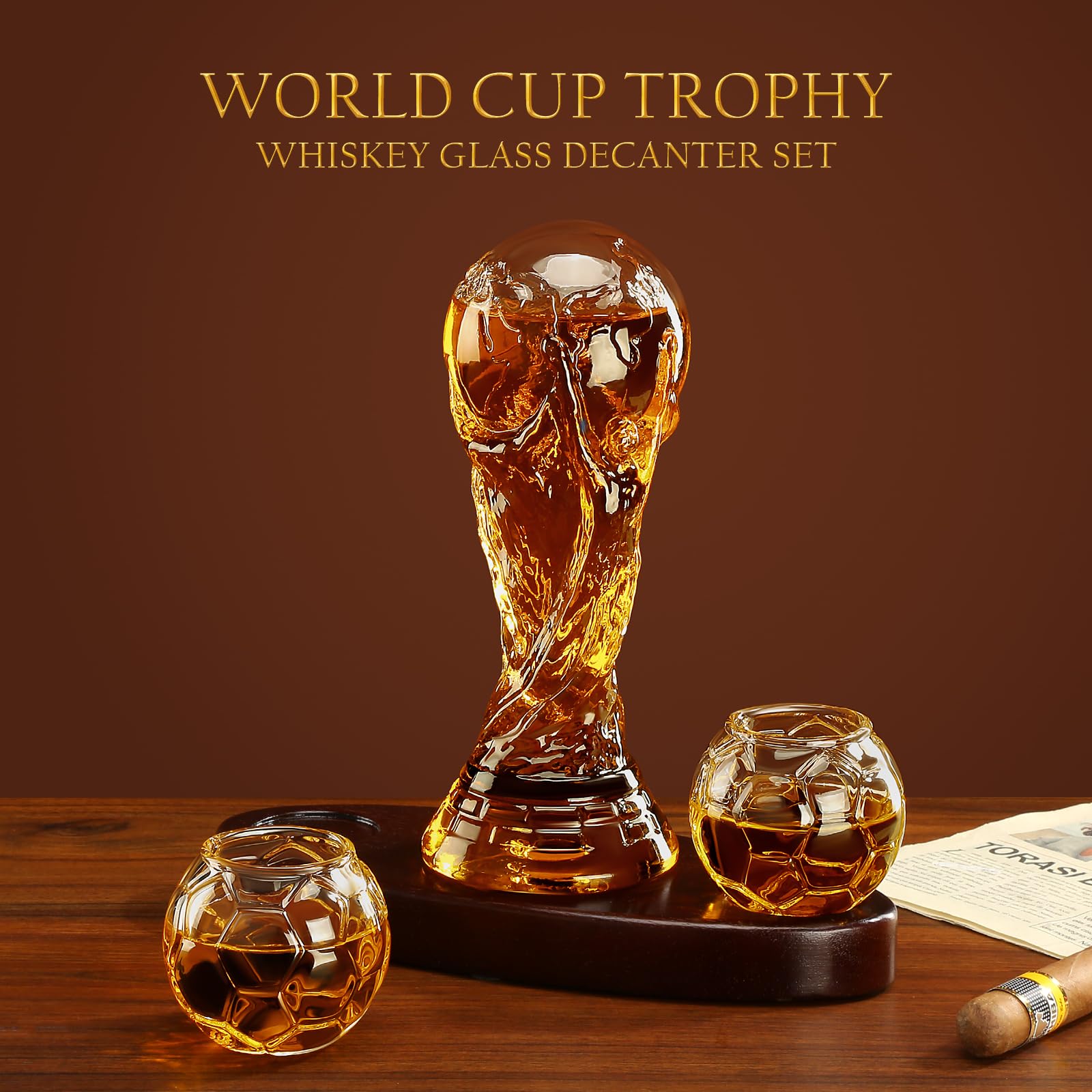 World Cup Trophy Whiskey Bottle Decanter Set