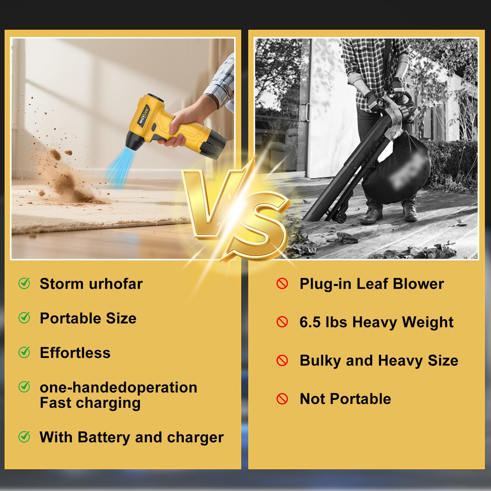 ❄️ Cordless Electric Turbo Snow Blower –  LED Light