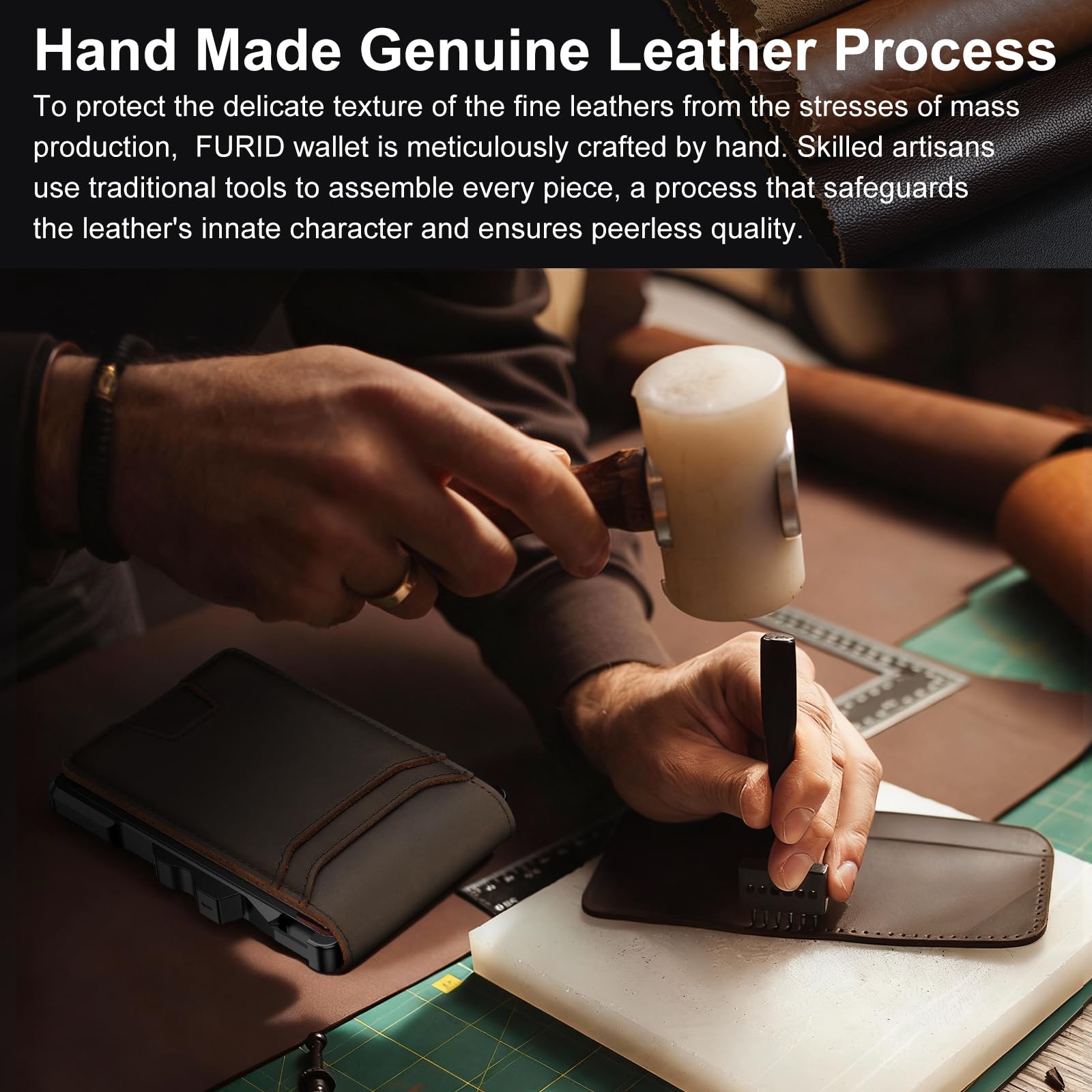 Genuine Leather Slim RFID Minimalist Wallet for Men