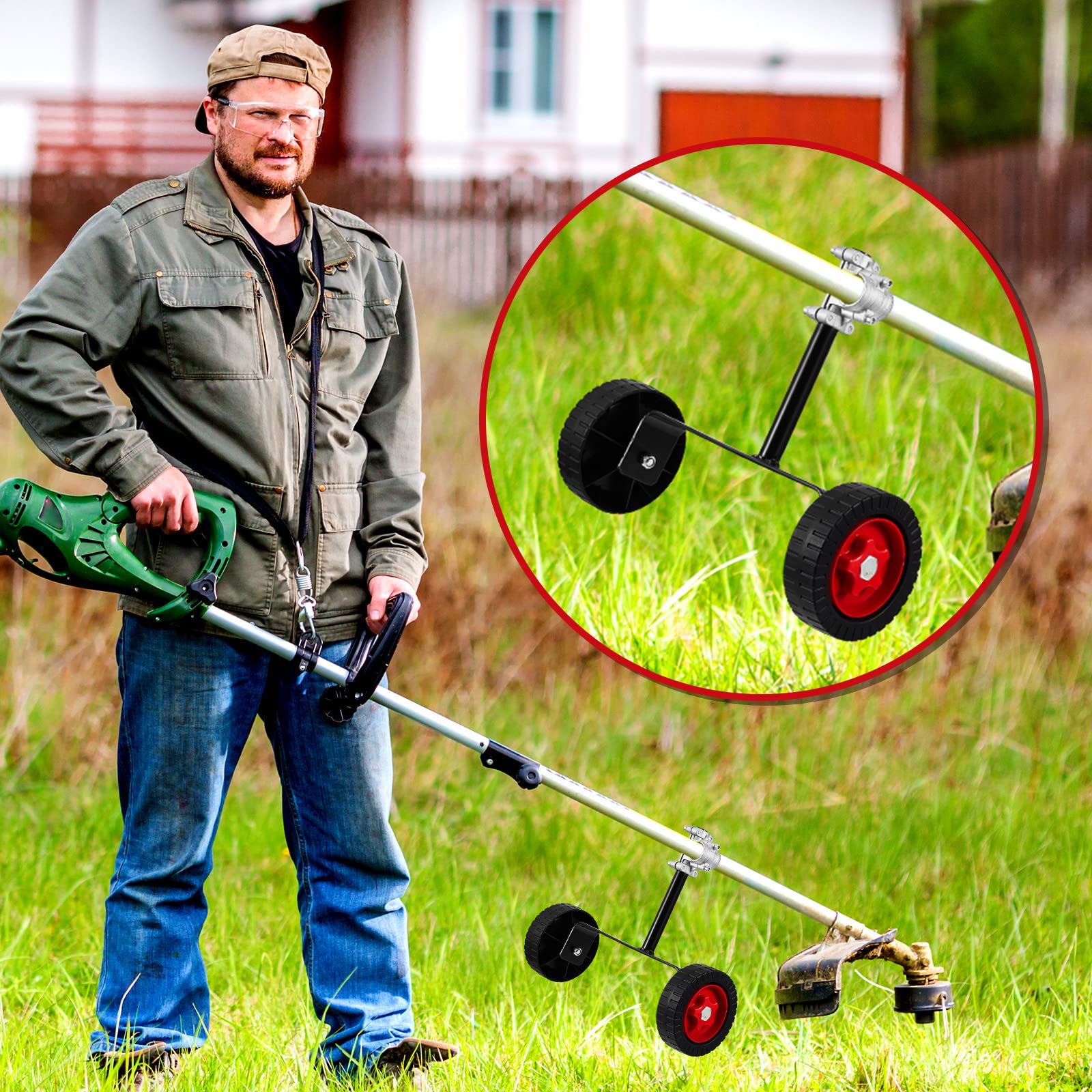 Weed Trimmer Adjustable Support Wheels