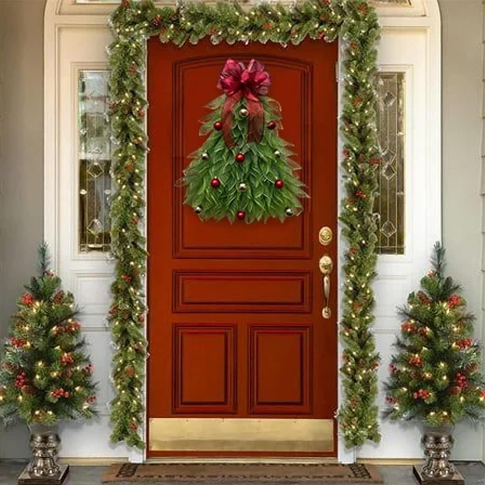 Last Day 50% OFF - Handmade Christmas Tree Wreath for Front Door