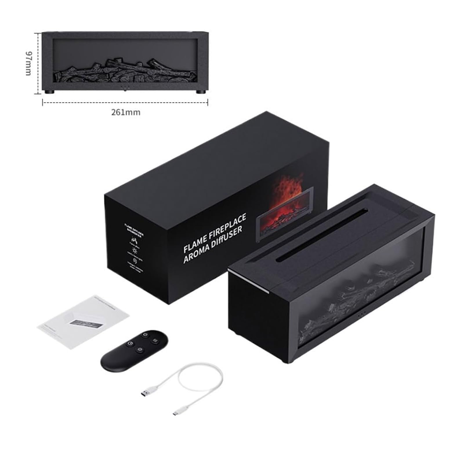 Fireplace LED Flame Humidifier and Oil Diffuser