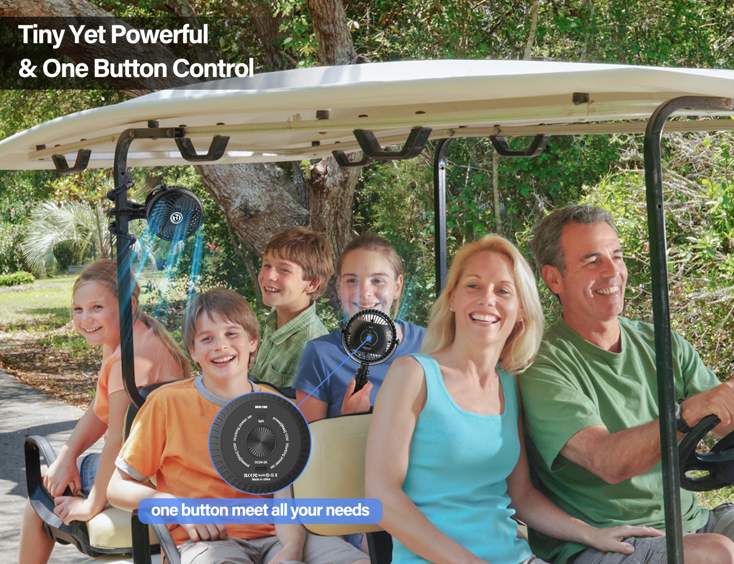 Rechargeable Golf Cart Fan