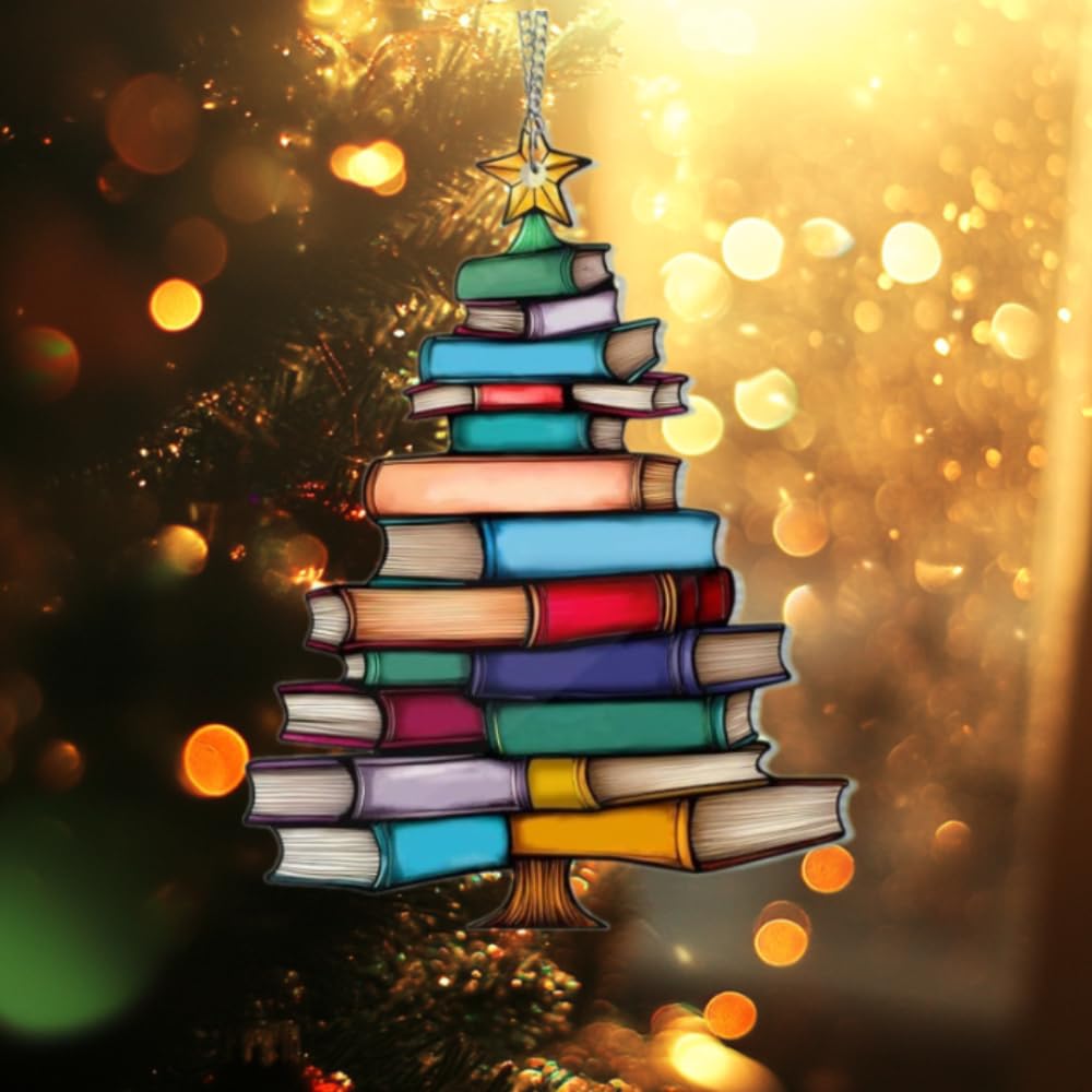 🔥LAST DAY 50% OFF - 🎄📚✨Christmas Book Tree Suncatcher Ornament